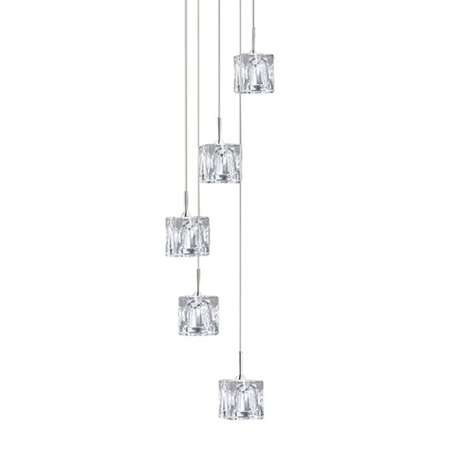LED-Pendelleuchte Ice Cube Kristallglas Stahl