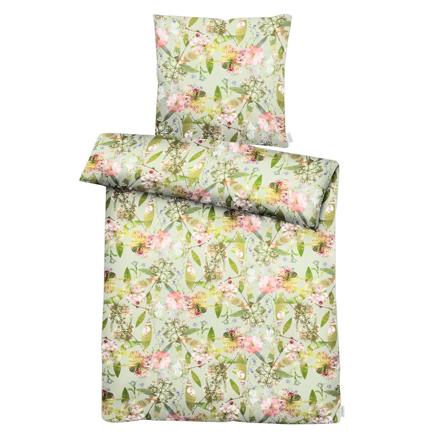Mako-Satin-Bettwäsche Helen Pastel Green/Pink