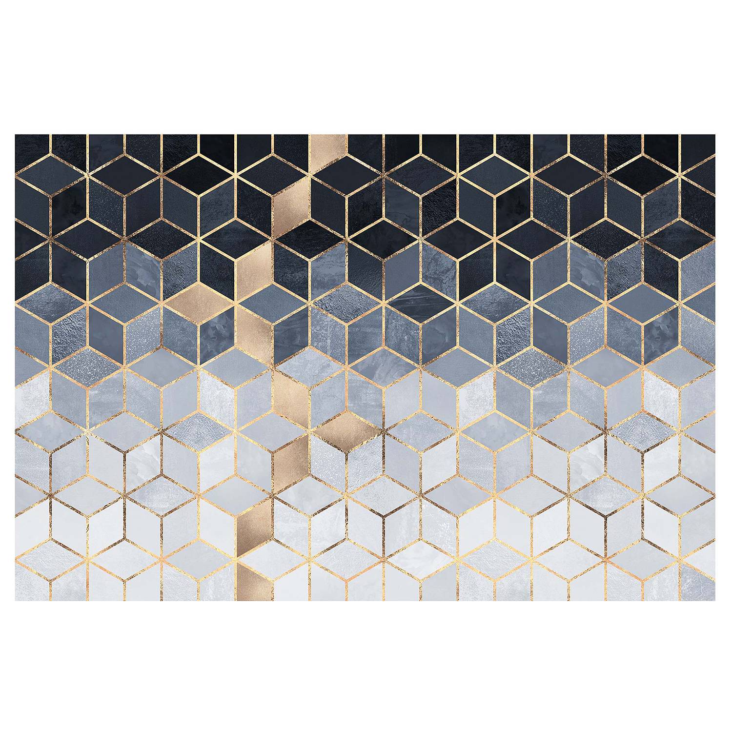 Wallpaper Golden Geometry Blue/White