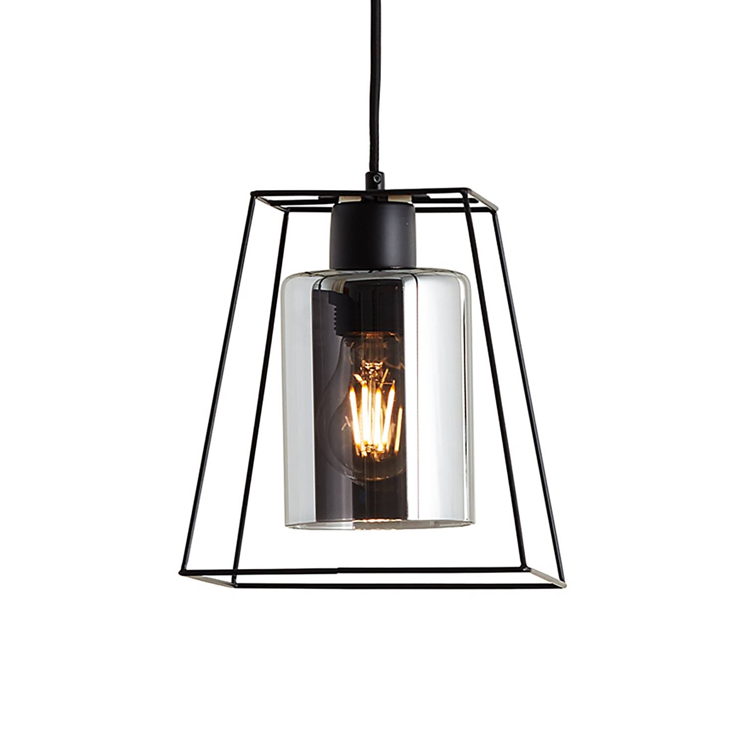 Pendant lamp Luxor I smoked glass iron