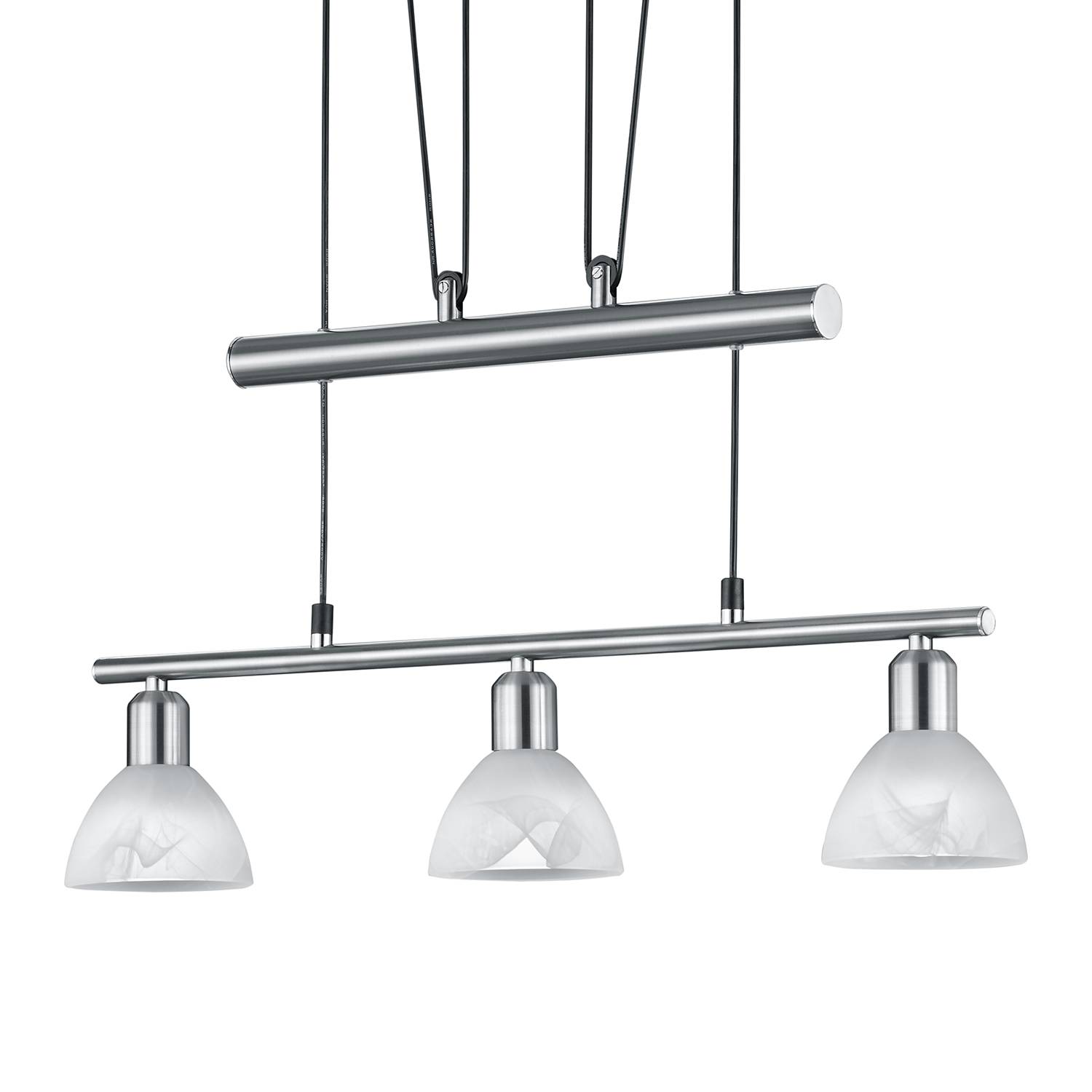 3-Flammig Pendelleuchte Levisto II Metall Glas Matt Nickel