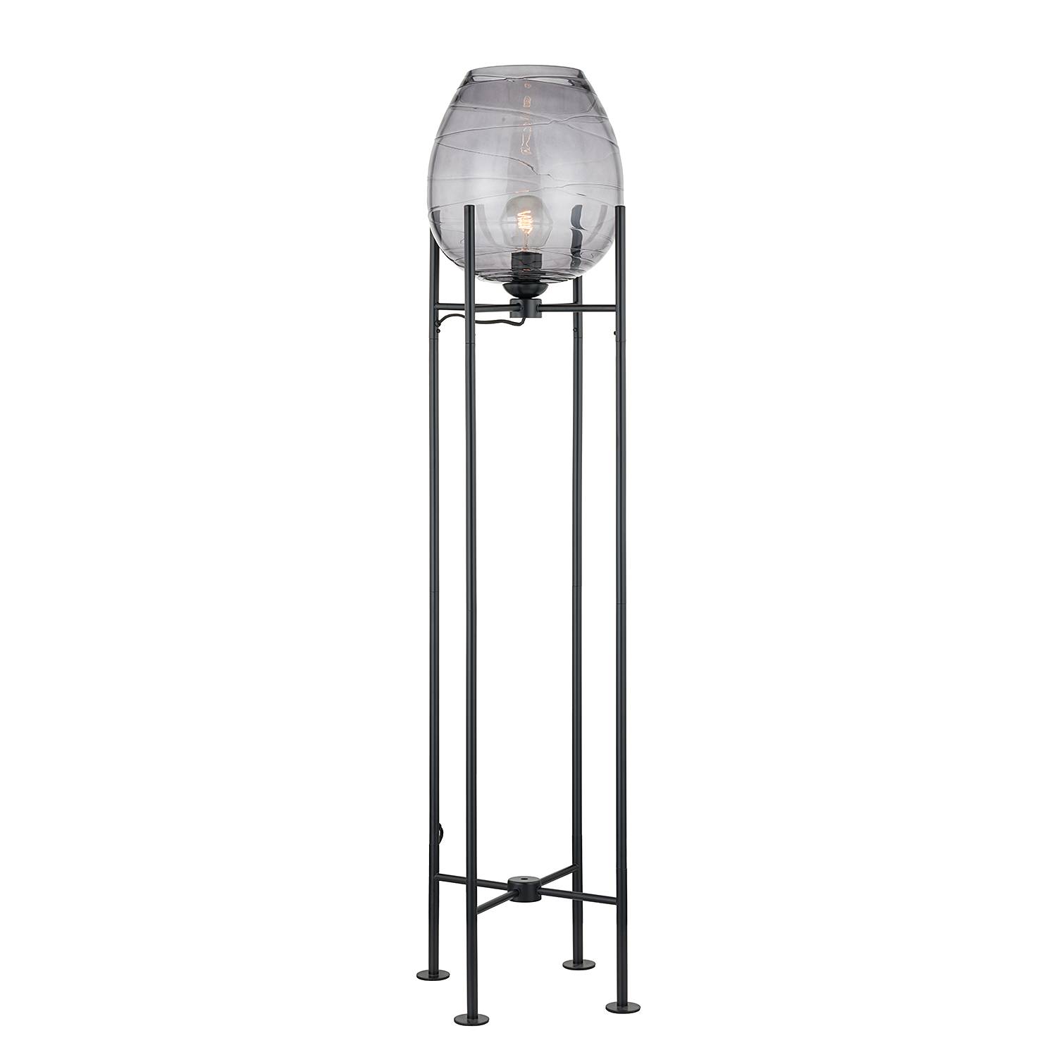 Cutler Stehleuchte Eisen Rauchglas 1-flammig