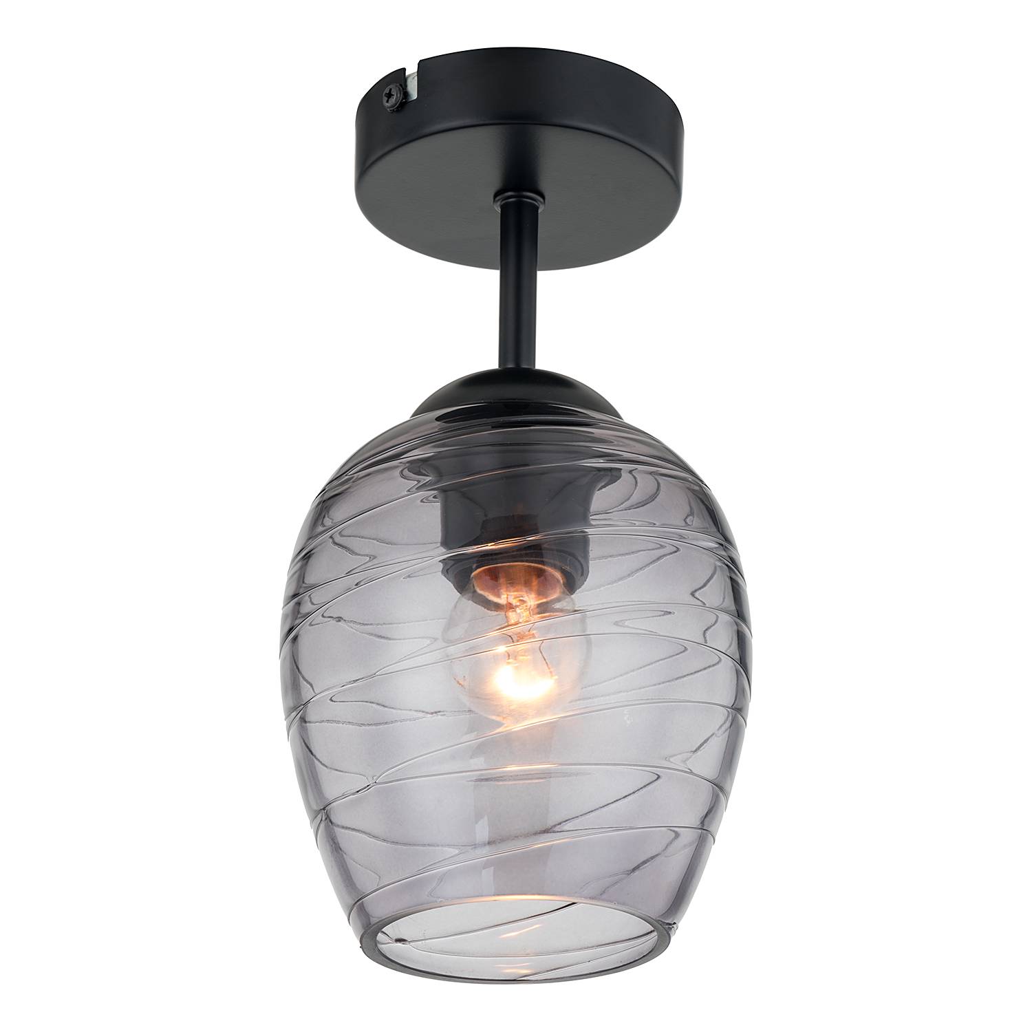 Cutler Ceiling Lamp Iron Smoke Glass 1-light