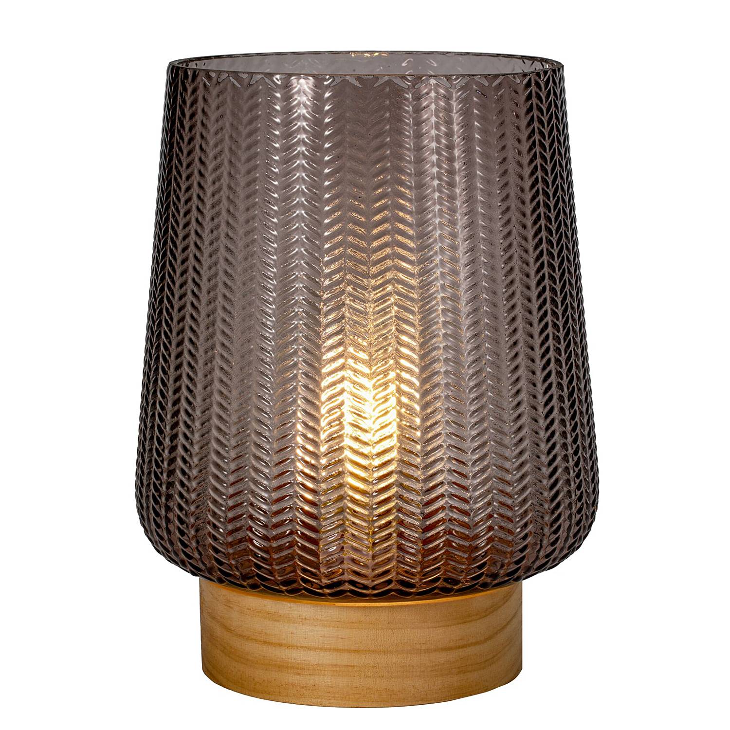 Glamour Tipo A Lampada da tavolo Impiallacciatura in vero legno Vetro colorato