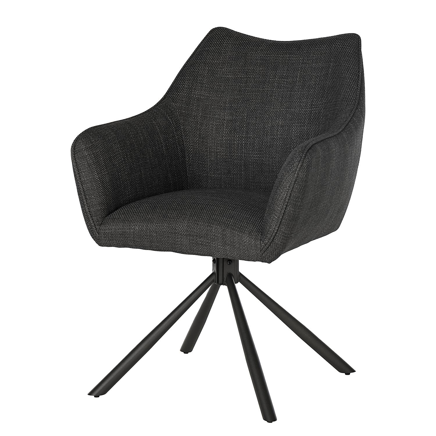 Swiveling Armchair Solin Fabric Iron Black
