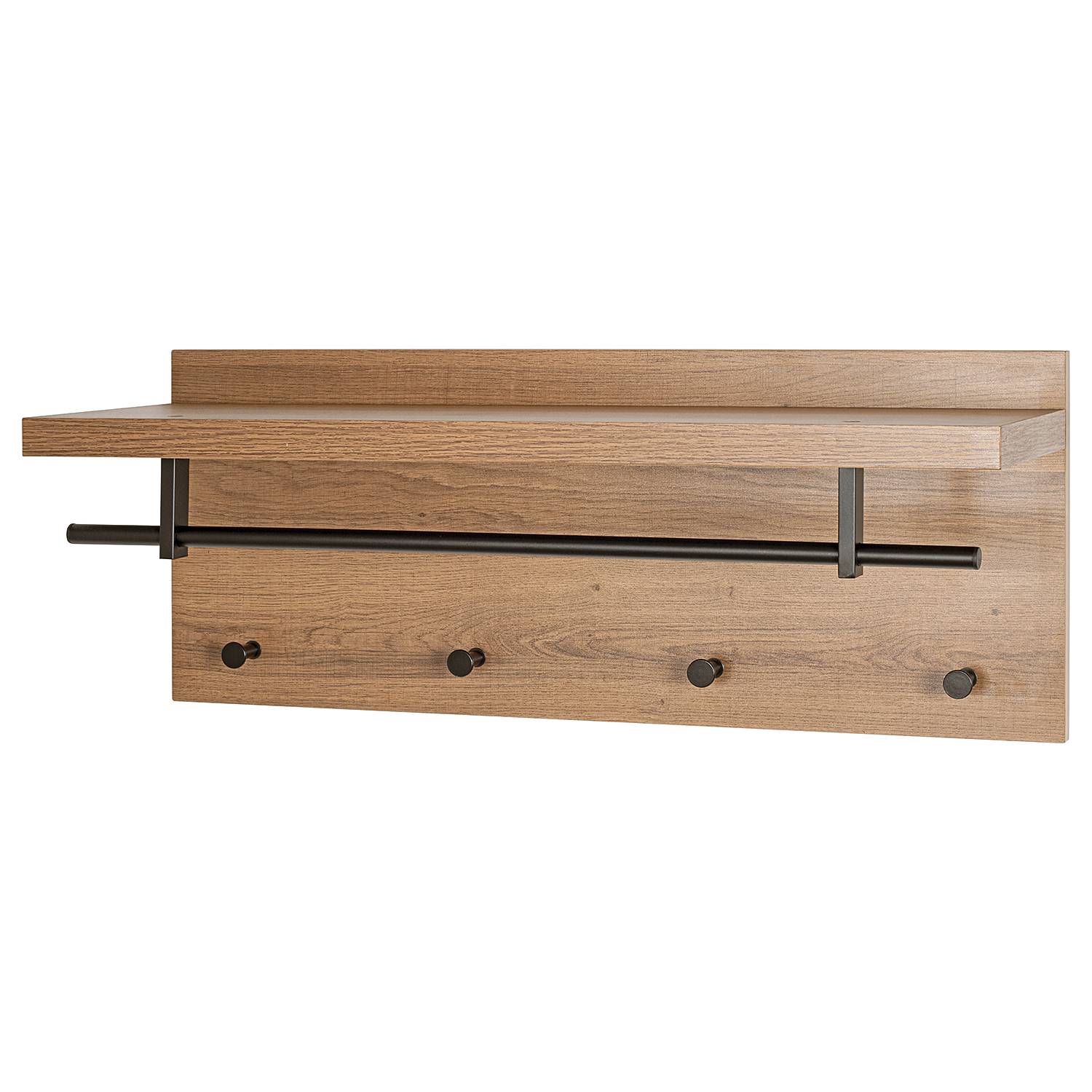 Wall coat rack Dunnet 75 cm Oak Decor Black