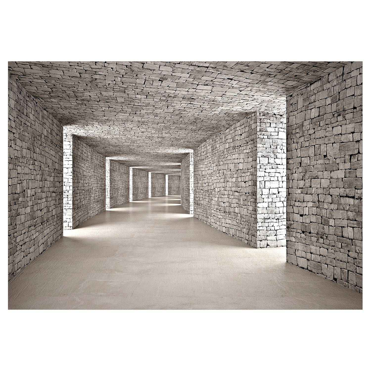 Vlies Fototapete Mysterious Tunnel Vlies Grau 400 x 280 cm