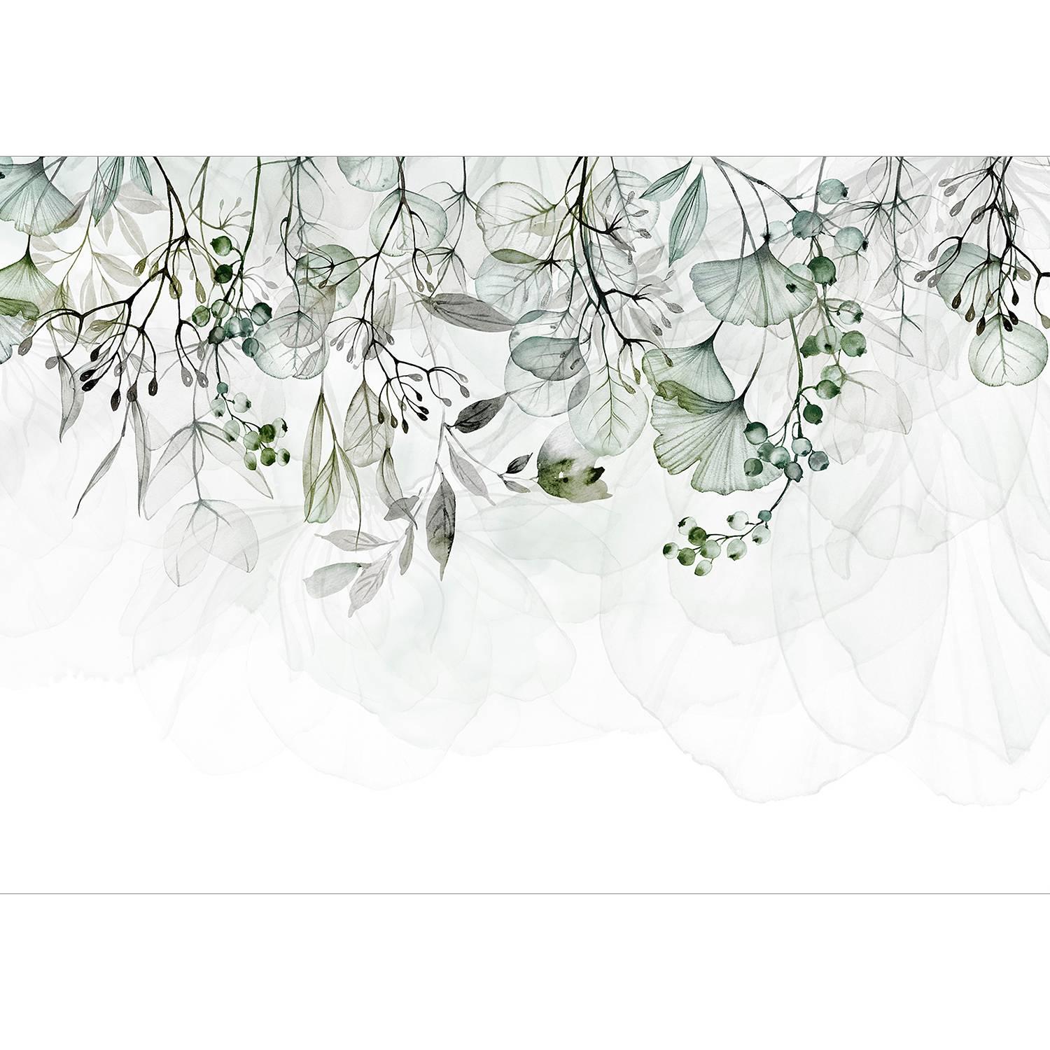 Vlies Fototapete Foggy Nature Vlies Grün 300 x 210 cm