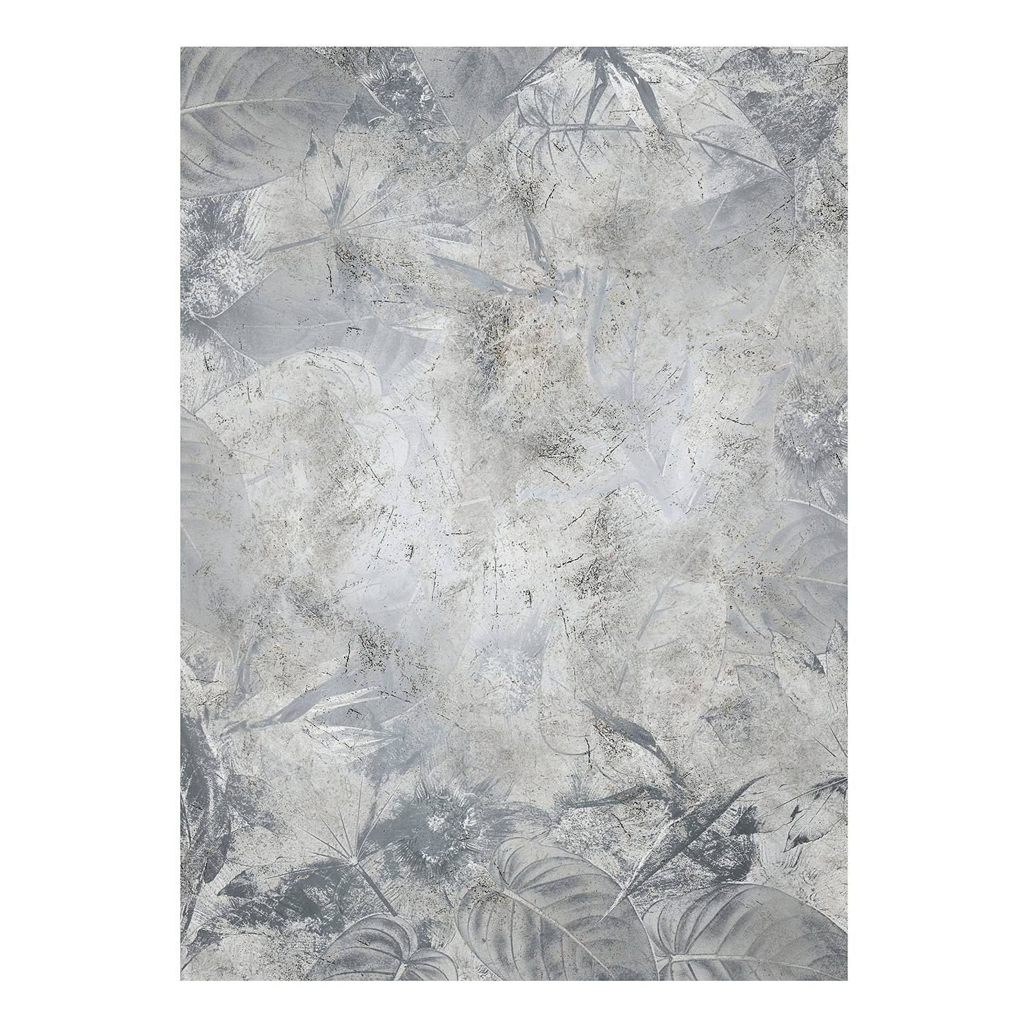 Vlies Fototapete Flower Fossil Vlies Blau / Silber / Grau