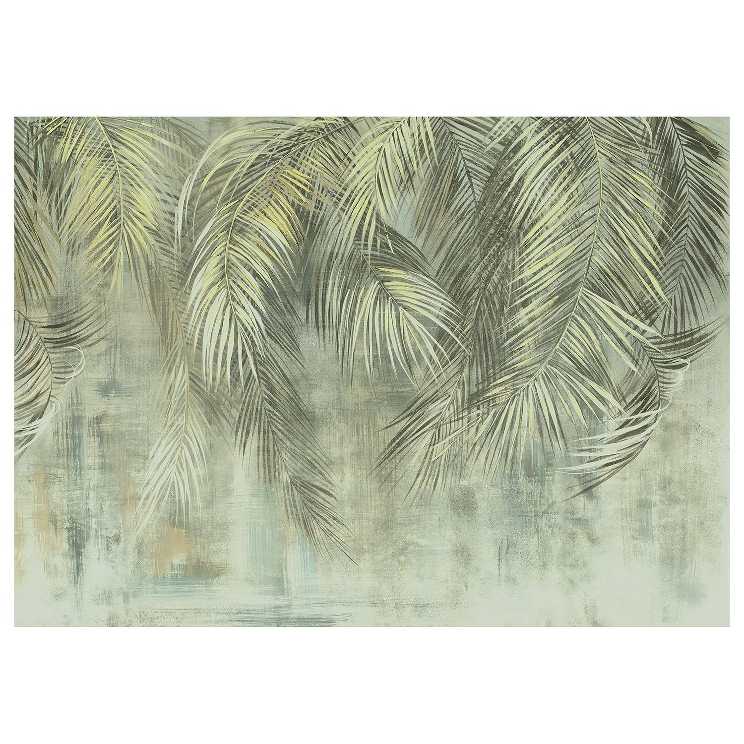 Vlies Fototapete Palm Fronds Vlies Grün / Blau