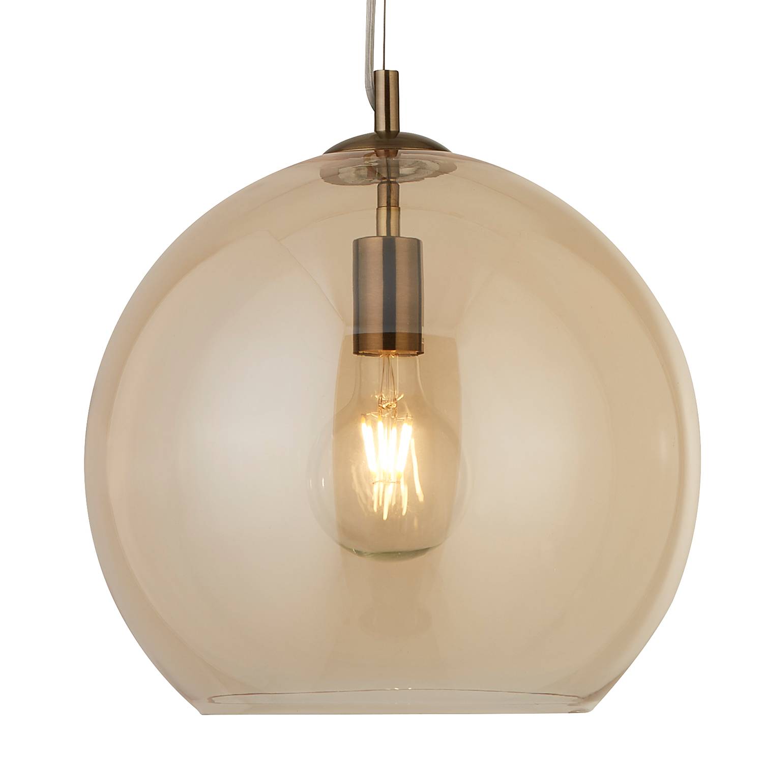 Pendant lamp Balls 1-light Steel Colored glass Amber