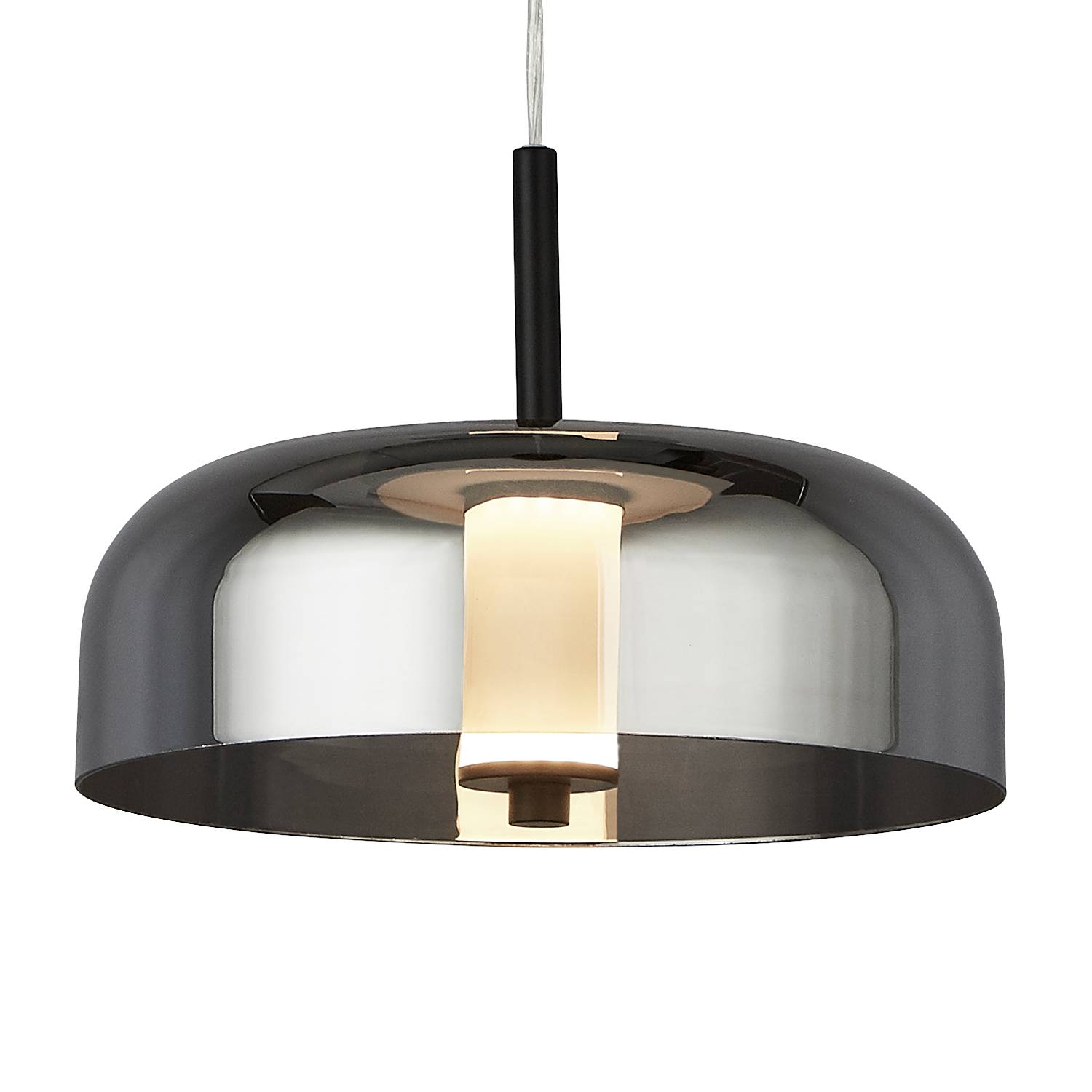LED pendant light Frisbee Steel Smoked Glass Black