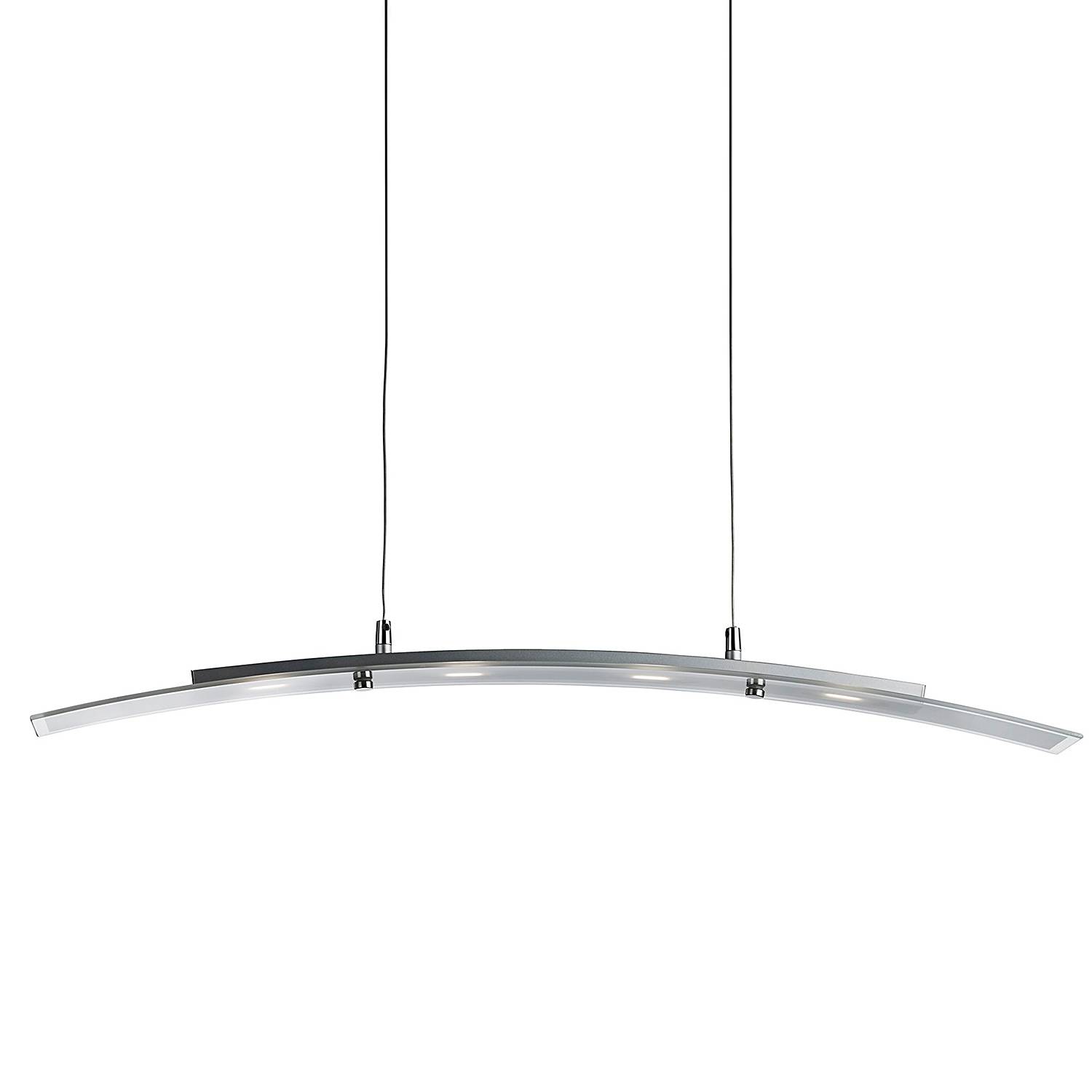 Curved LED pendant light Steel Frosted glass 4-light