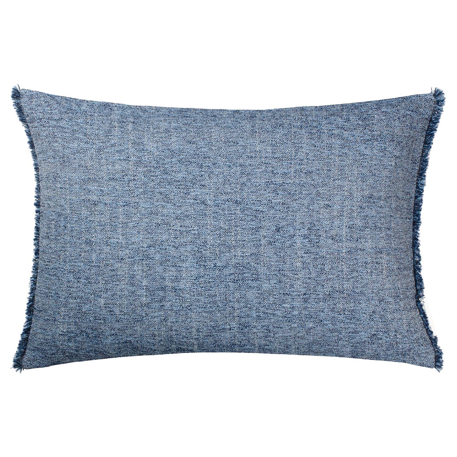 Structured Fringes Pillowcase Polyester Linen Navy Blue