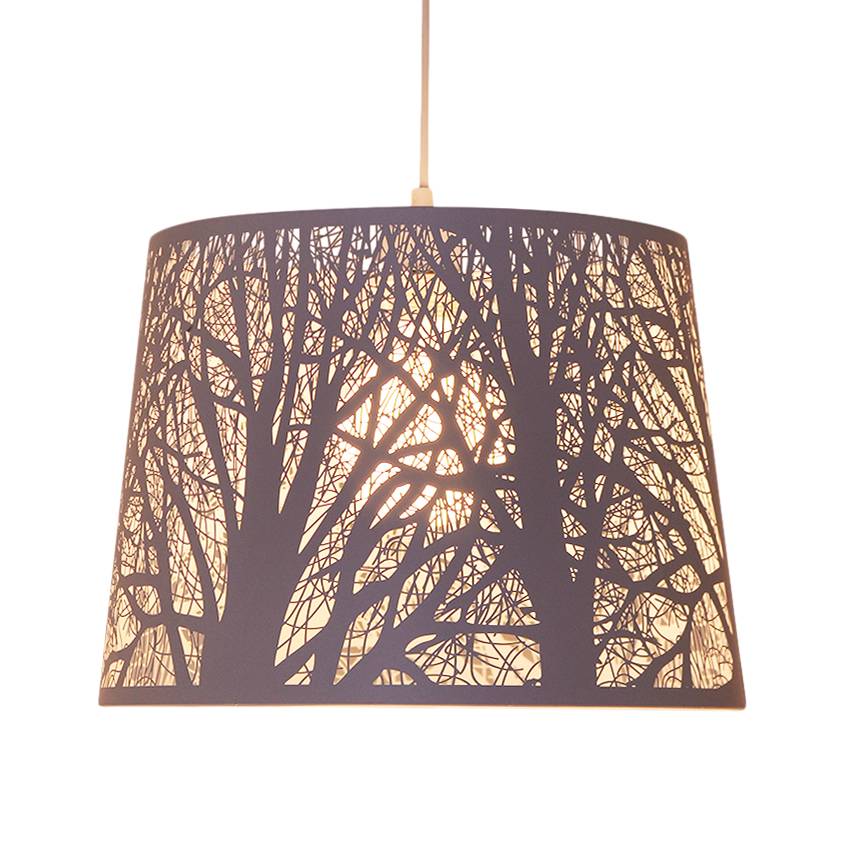 White Wood Pendant Lamp Steel 1-light