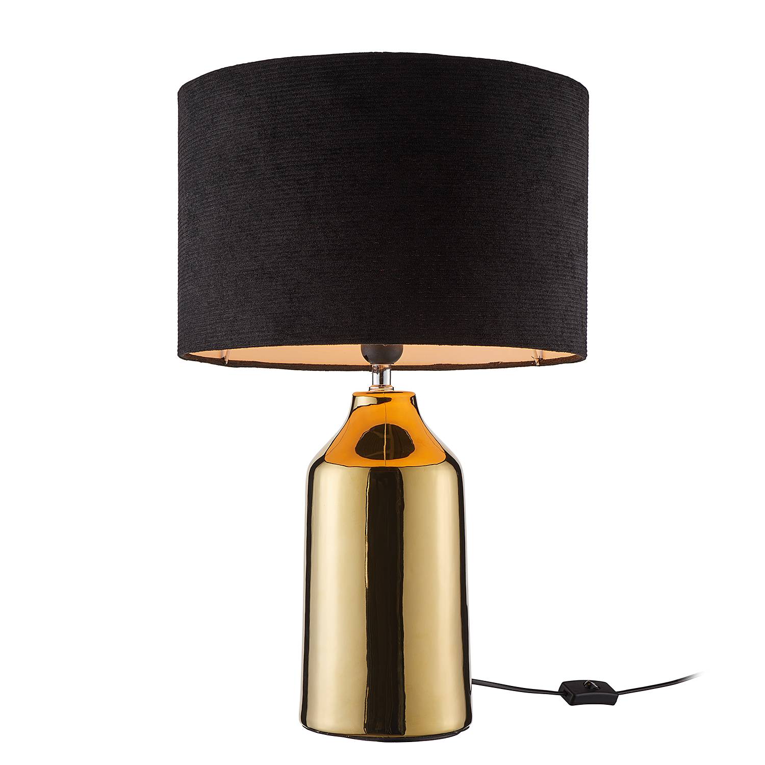 Table lamp FRONT ROW Ceramic Textile Black Gold
