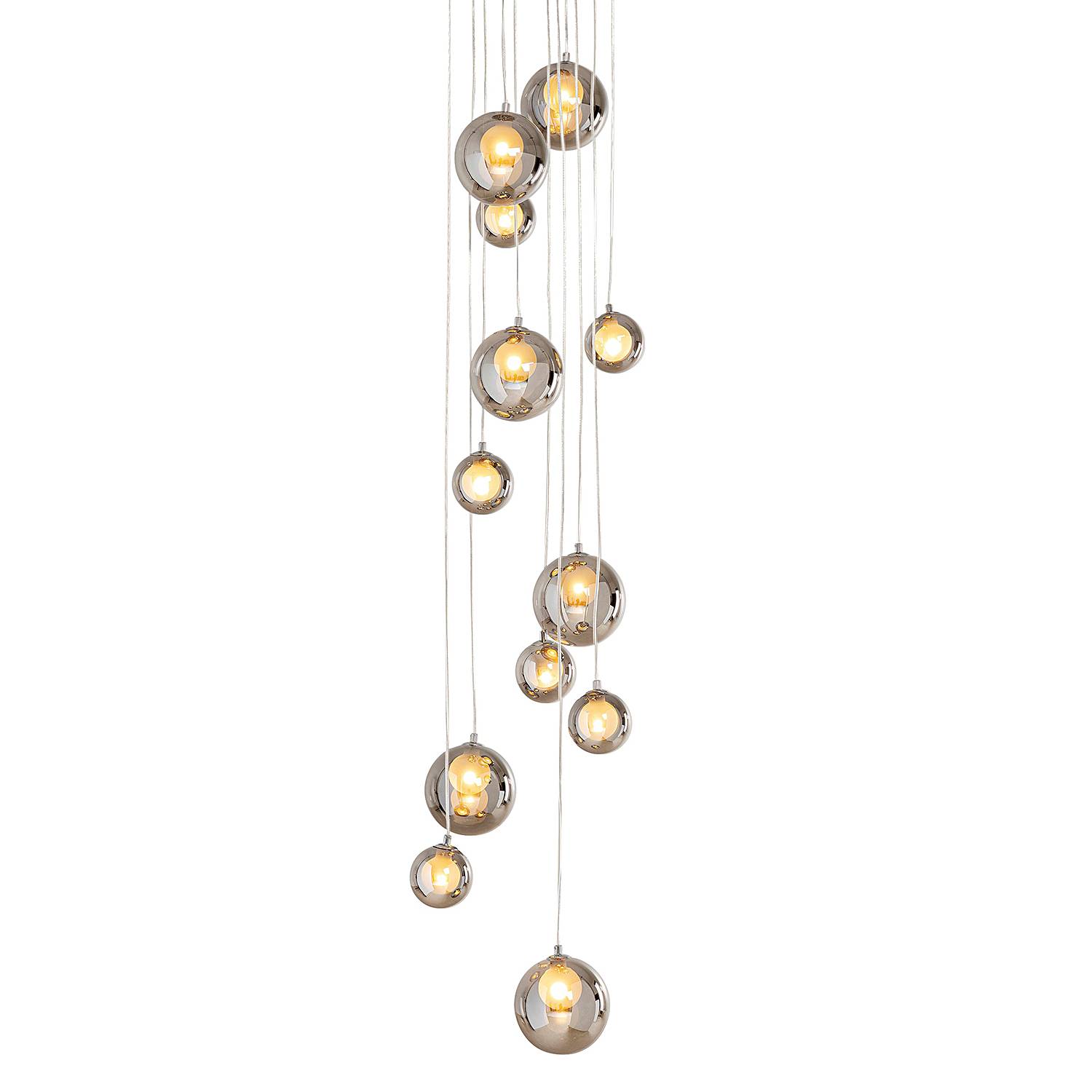 12-flame pendant lamp Symphony steel glass silver