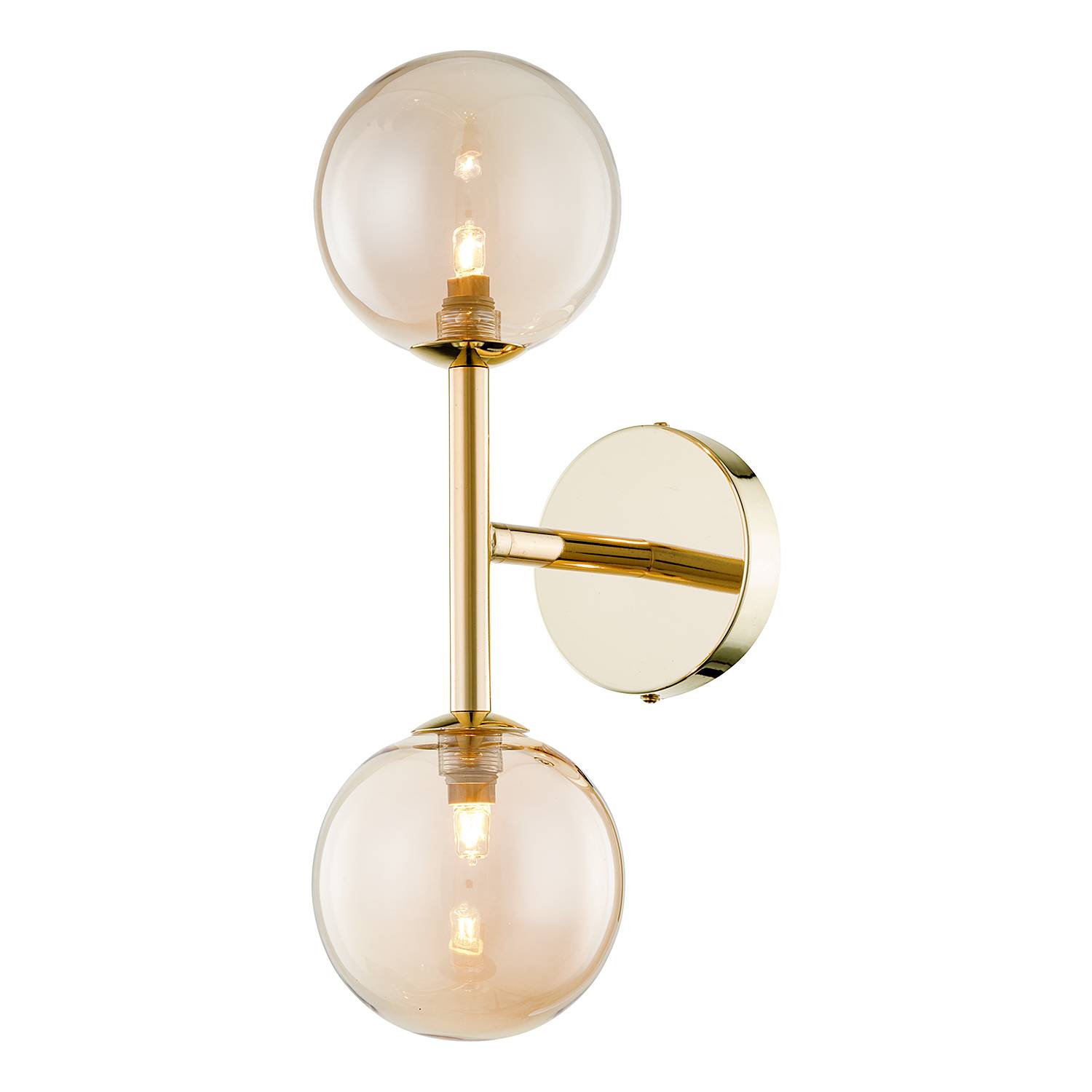 Wandleuchte KJUL Metall Gold Glänzend Glas Bernsteinfarben