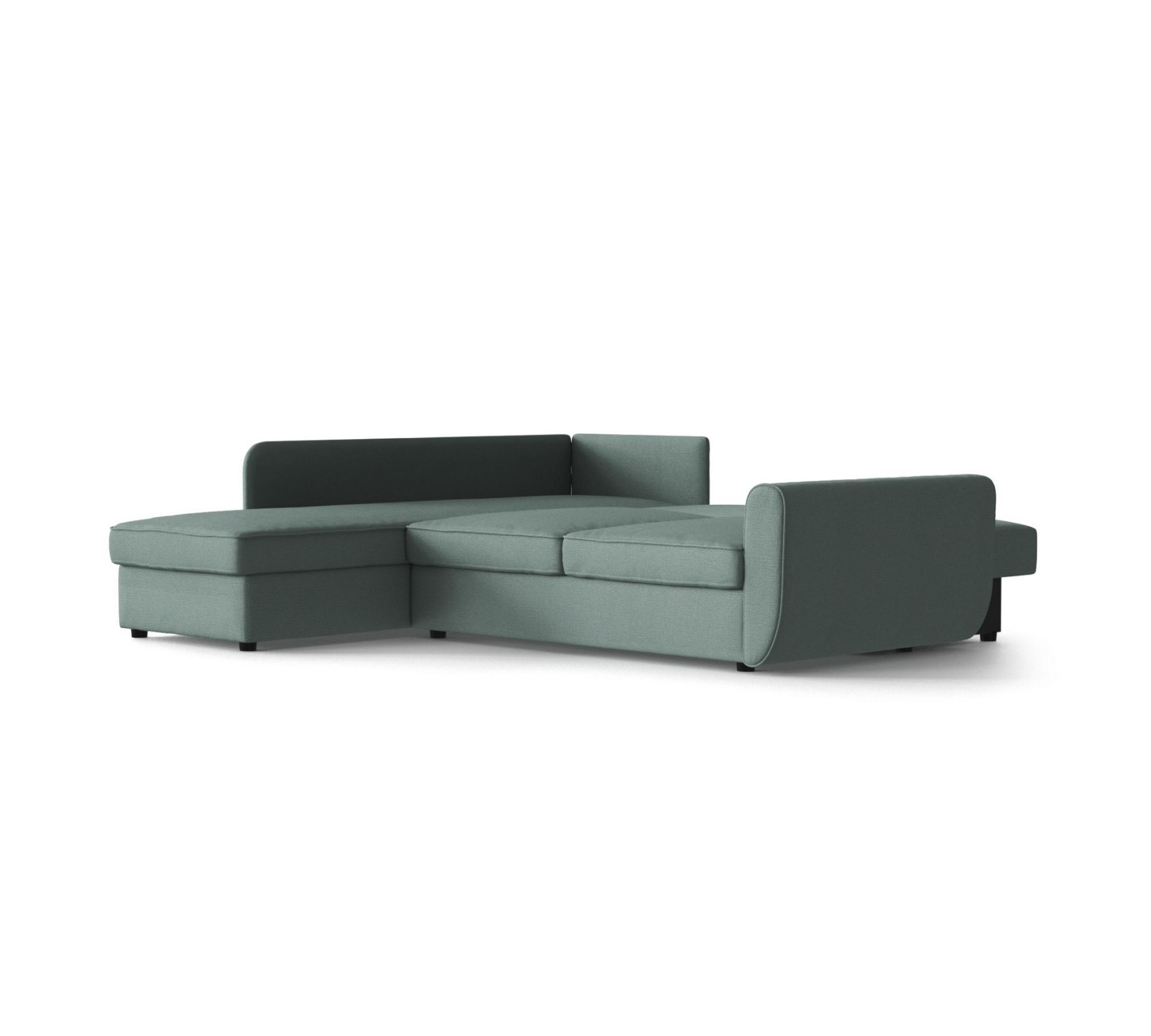 Schlafsofa Sowdon mit Récamiere Links Blaugrau