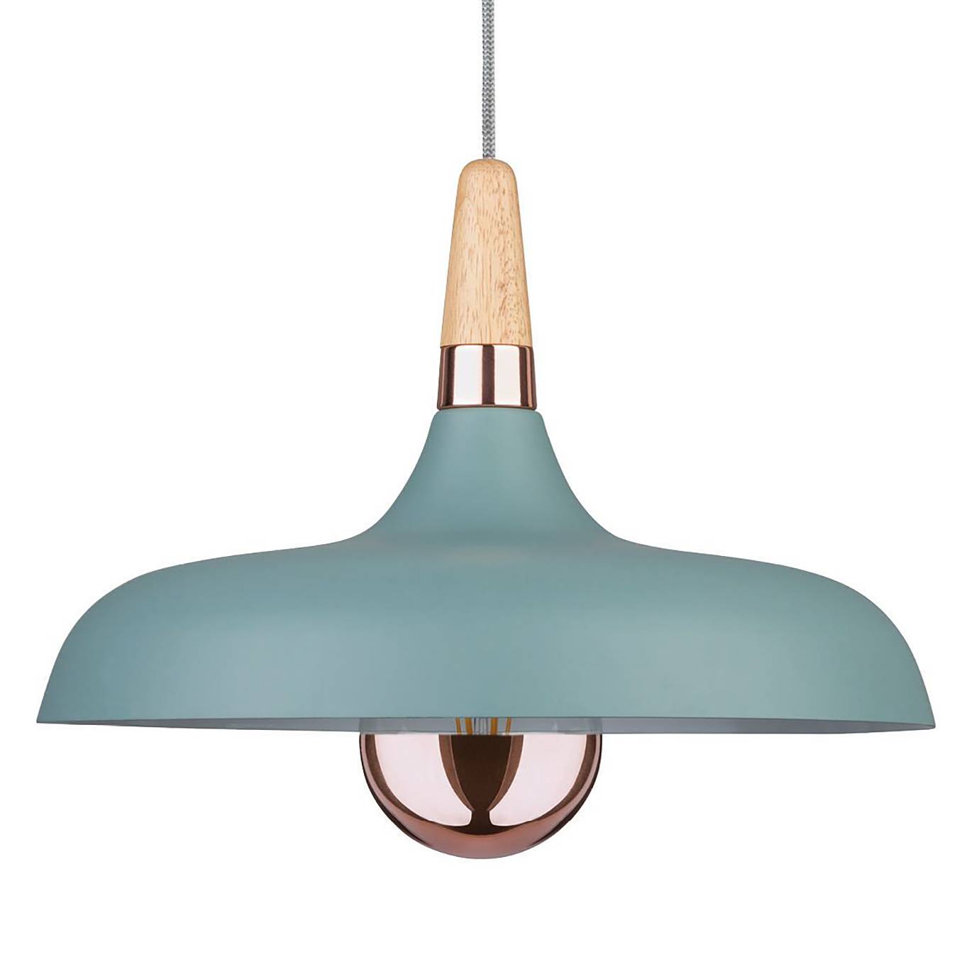 Lampada a sospensione Juna III legno massiccio di caucciù acciaio inox