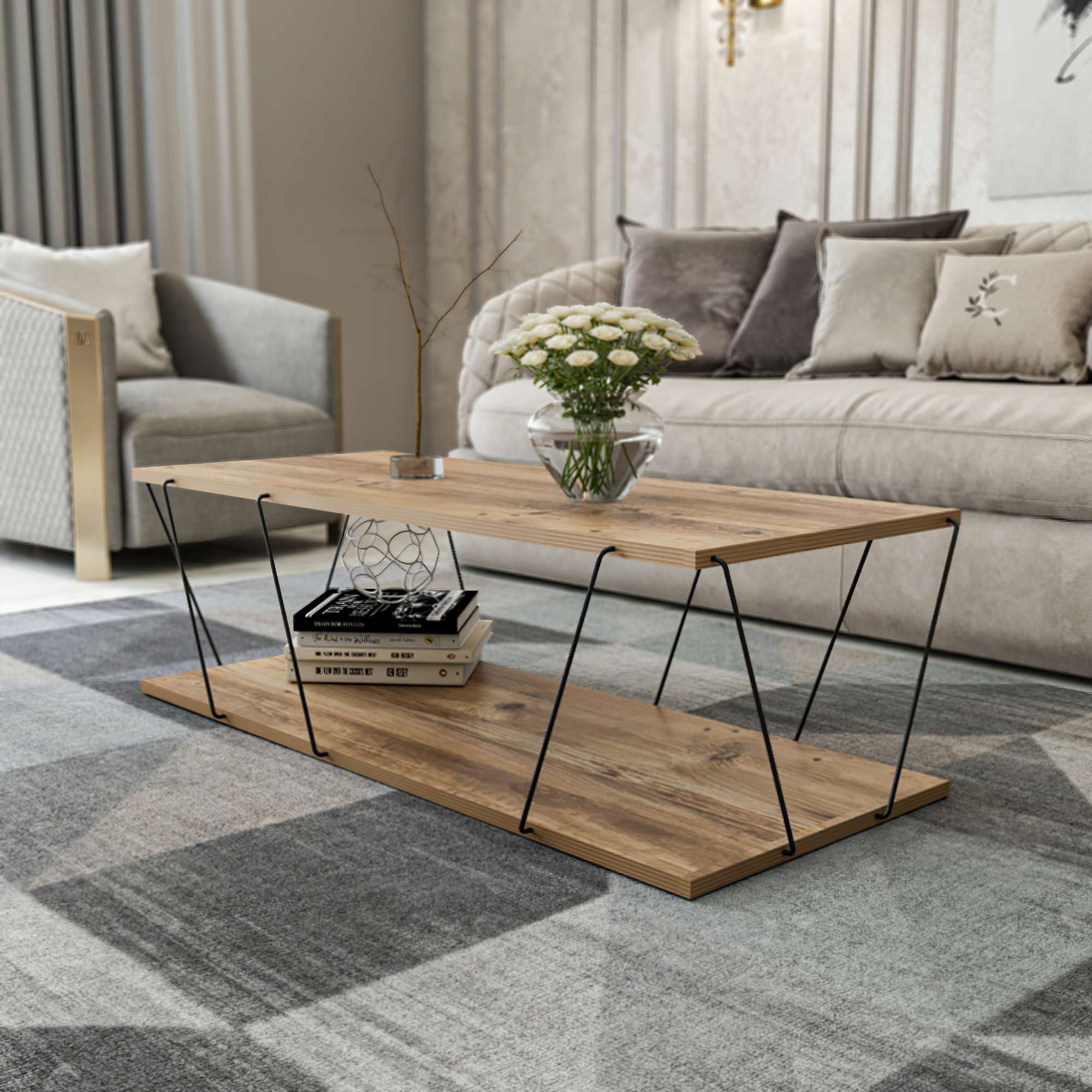 Labranda Couchtisch Natur Schwarz