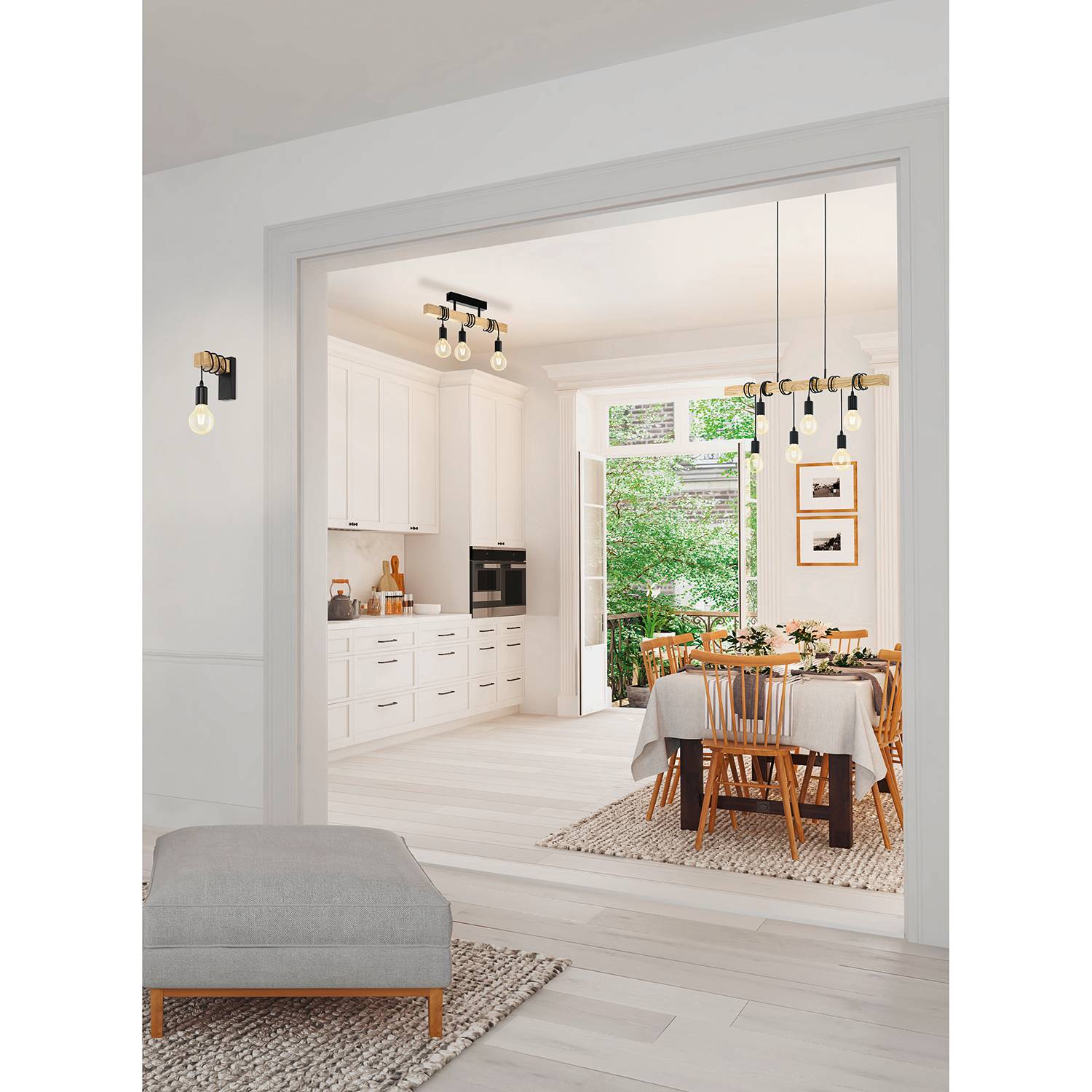 Townshend Ceiling Light Steel Rubber Tree 3-light