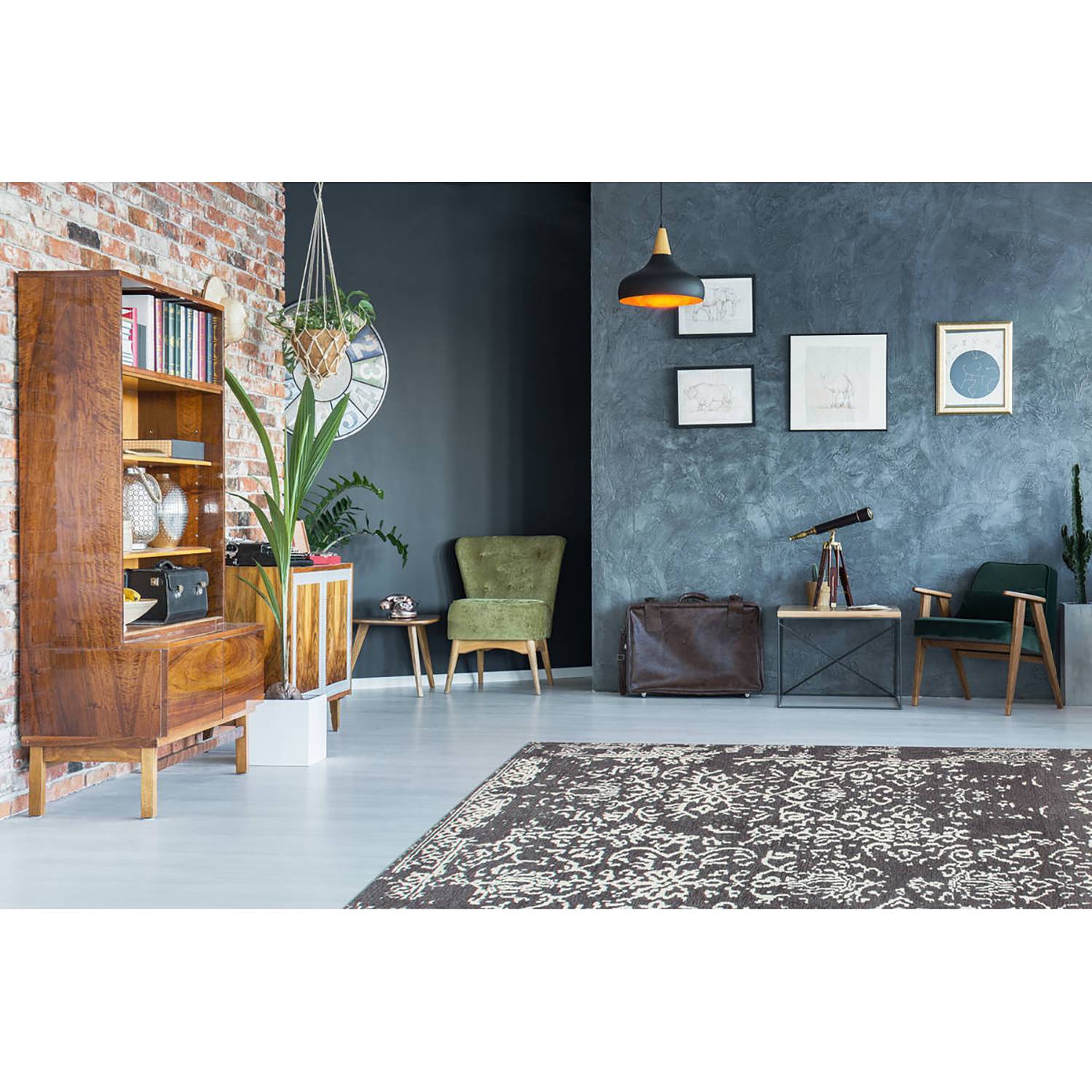 River 130 Anthracite short pile rug 80 x 150 cm