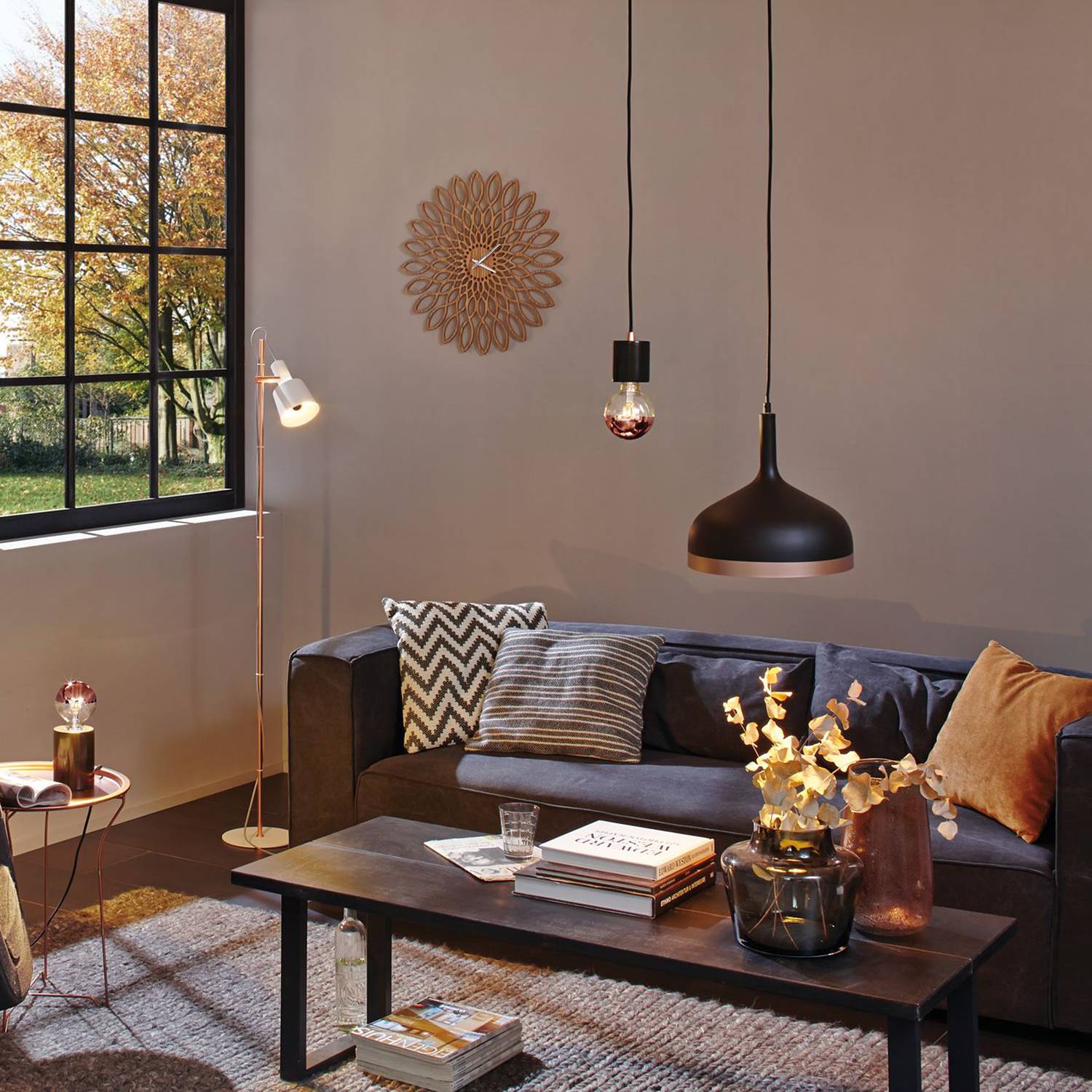 Table lamp Orm Aluminium Concrete Black Copper