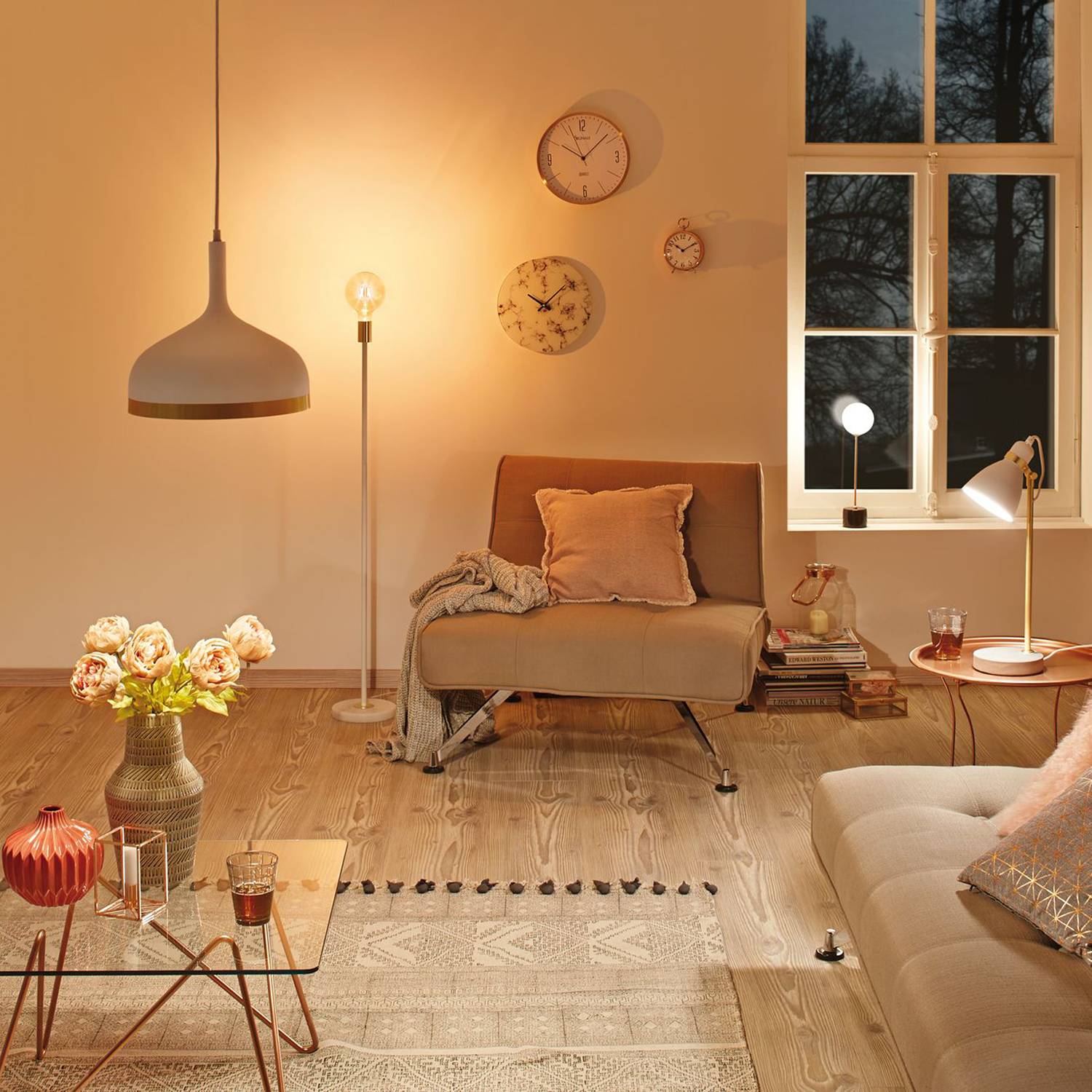 Table lamp Orm Aluminium Concrete Black Copper