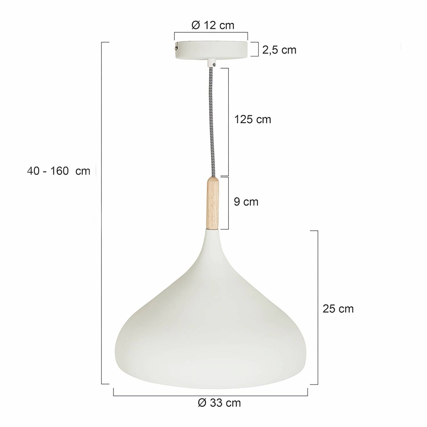 Pendant lamp aluminum beech wood white