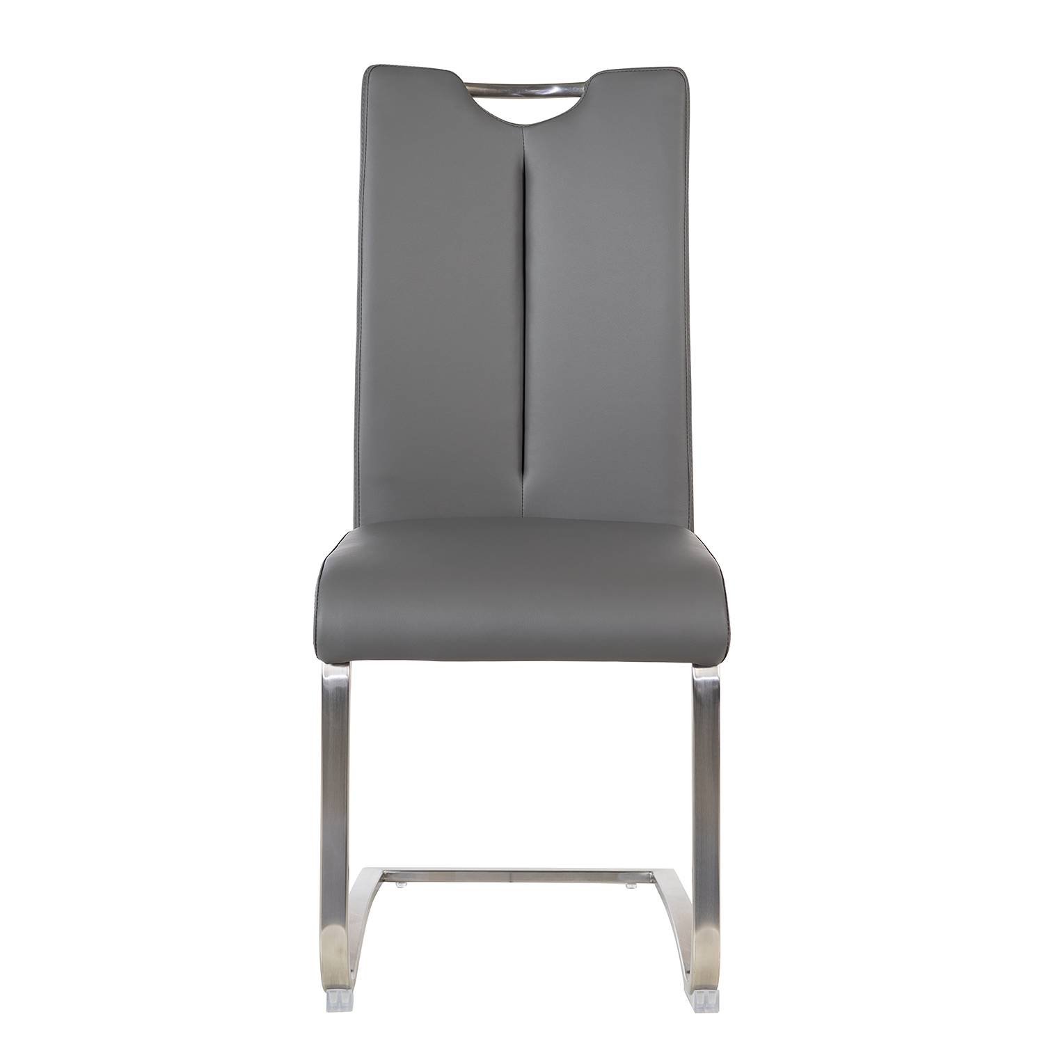 Freischwinger Ratos (Set of 2) Faux Leather / Stainless Steel Gray