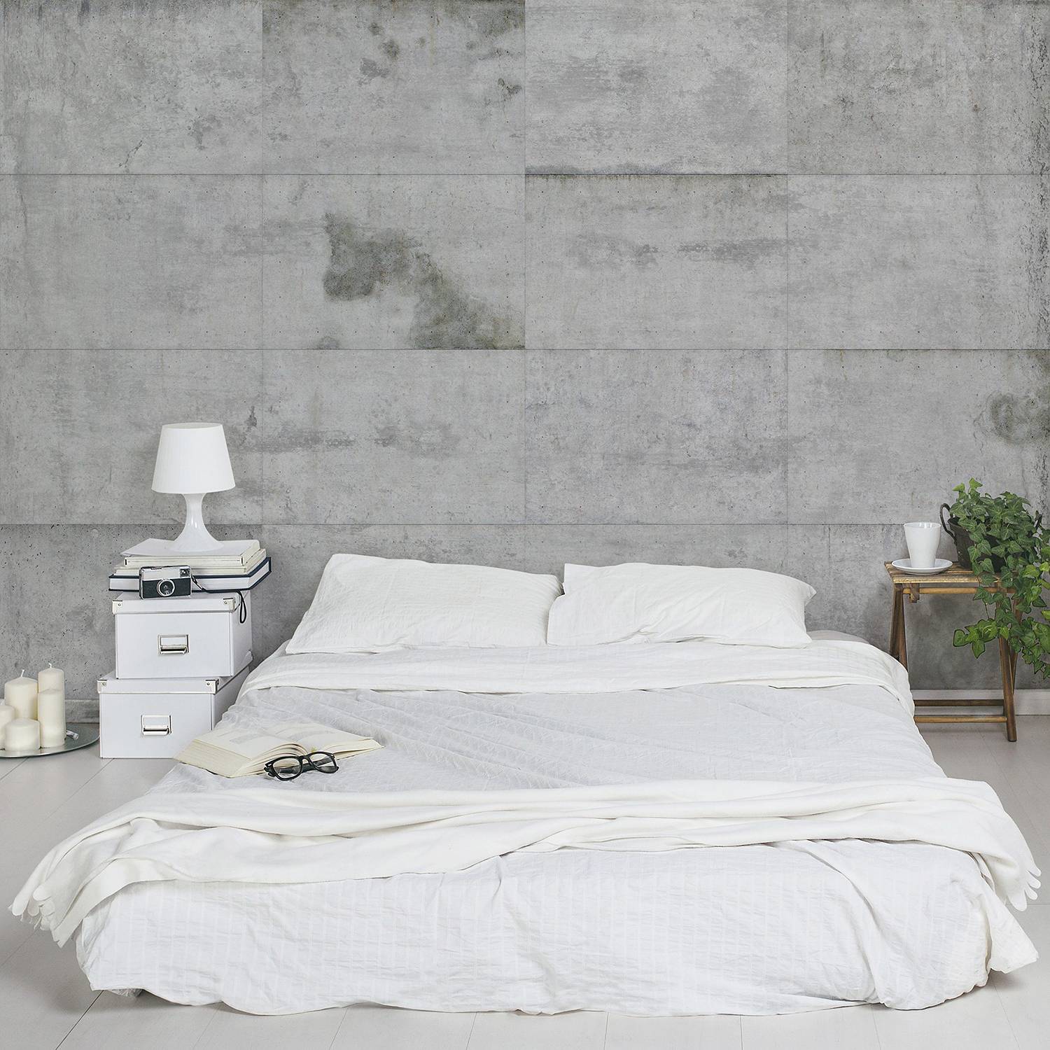 Non-woven wallpaper concrete plates non-woven paper light gray