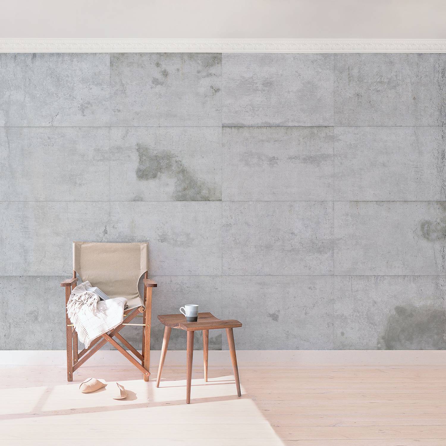 Non-woven wallpaper concrete plates non-woven paper light gray