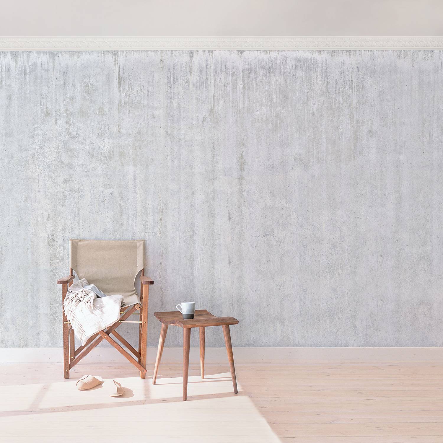 Non-woven wallpaper Loft concrete wall light gray
