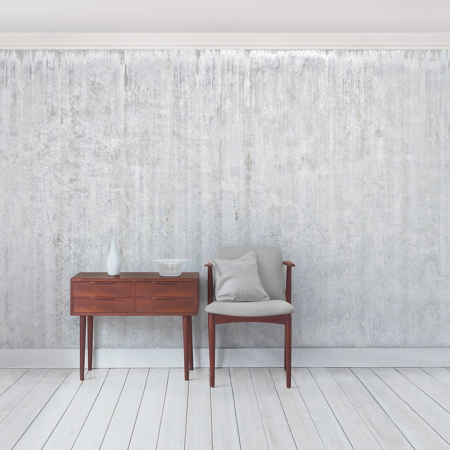 Non-woven wallpaper Loft concrete wall light gray
