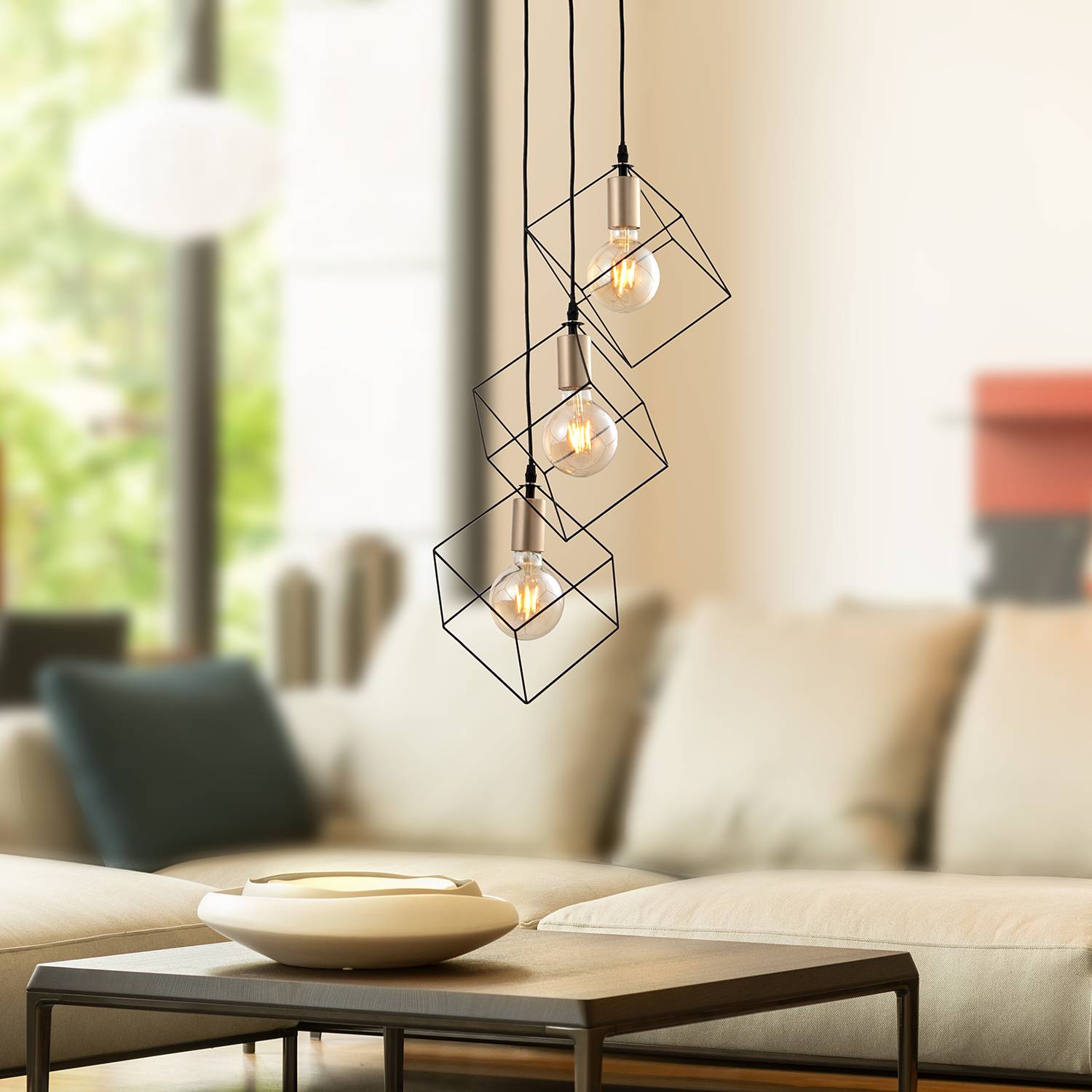 Pendant lamp Canto Aluminum 3-light Black