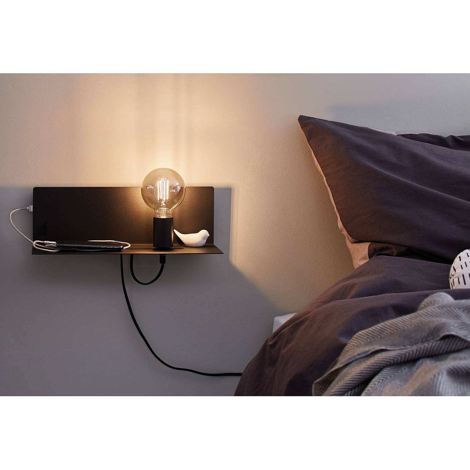 1-Flame Wall Lamp Devara Aluminum Black