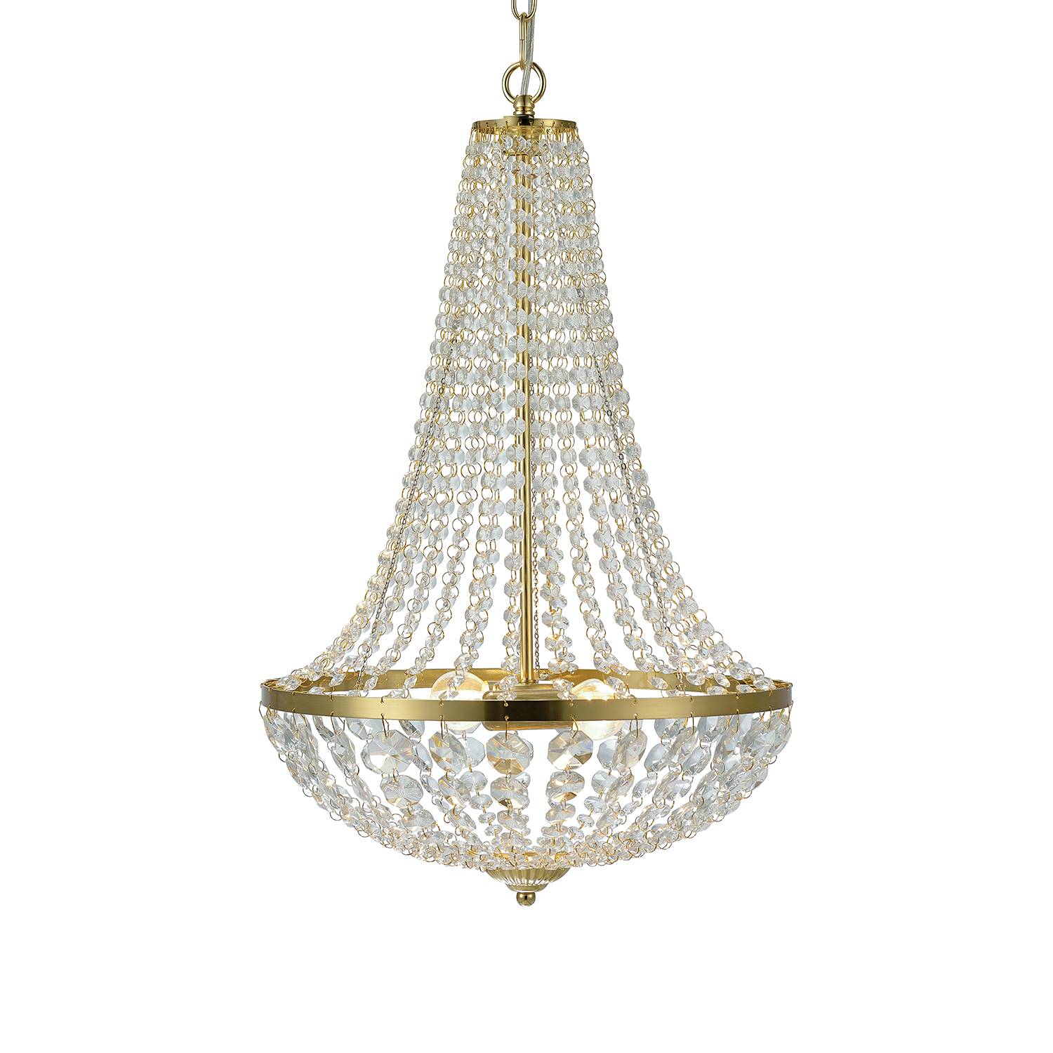 2-flame chandelier Gränsö IV crystal glass stainless steel