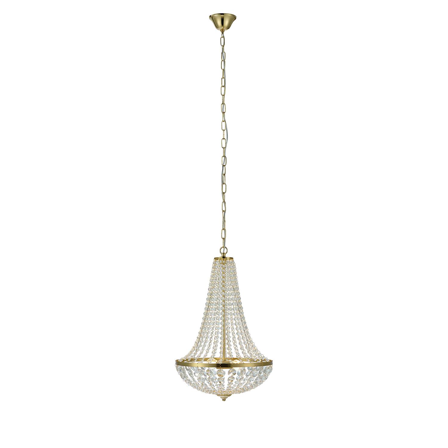 2-flame chandelier Gränsö IV crystal glass stainless steel