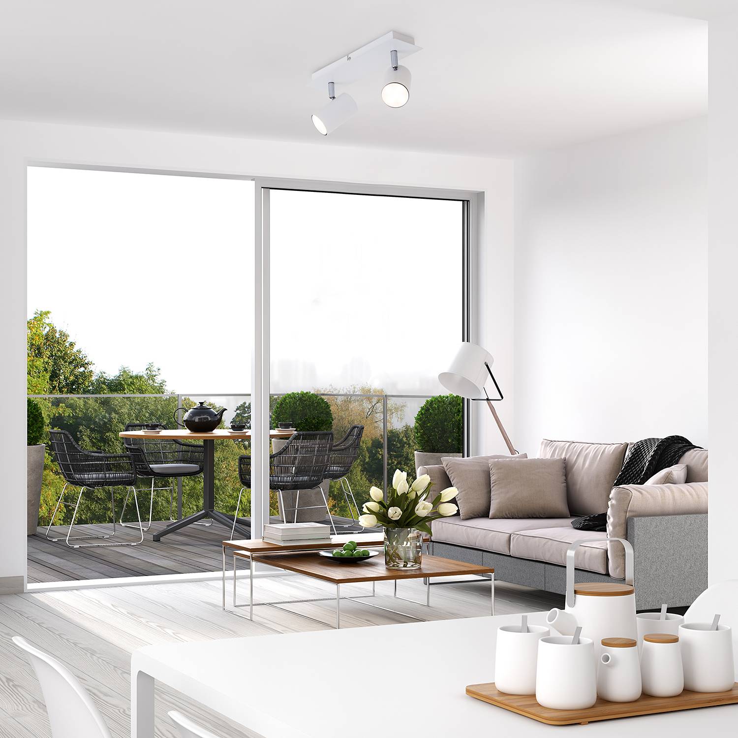 2-Flame Ceiling Light Run Iron
