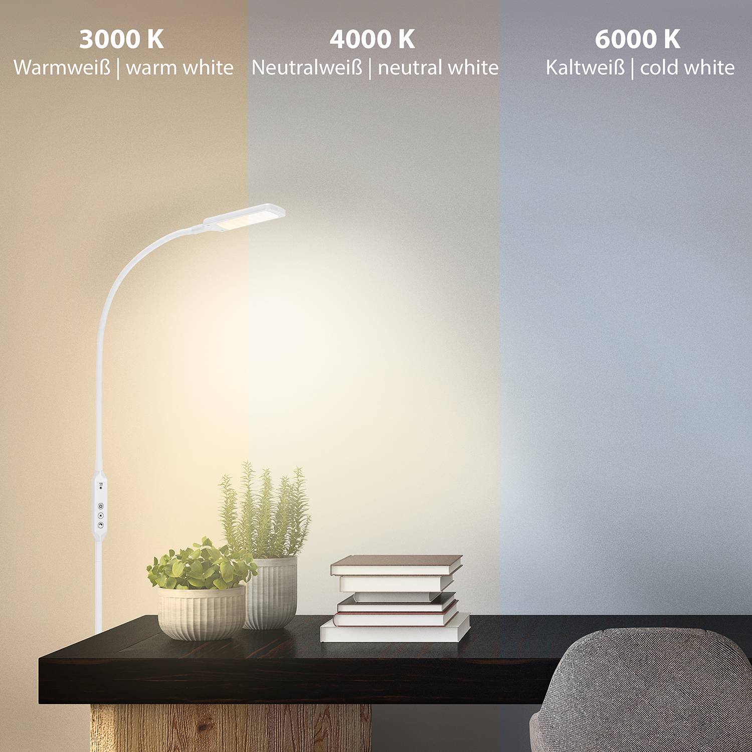 LED Floor Lamp Office Remote Steel