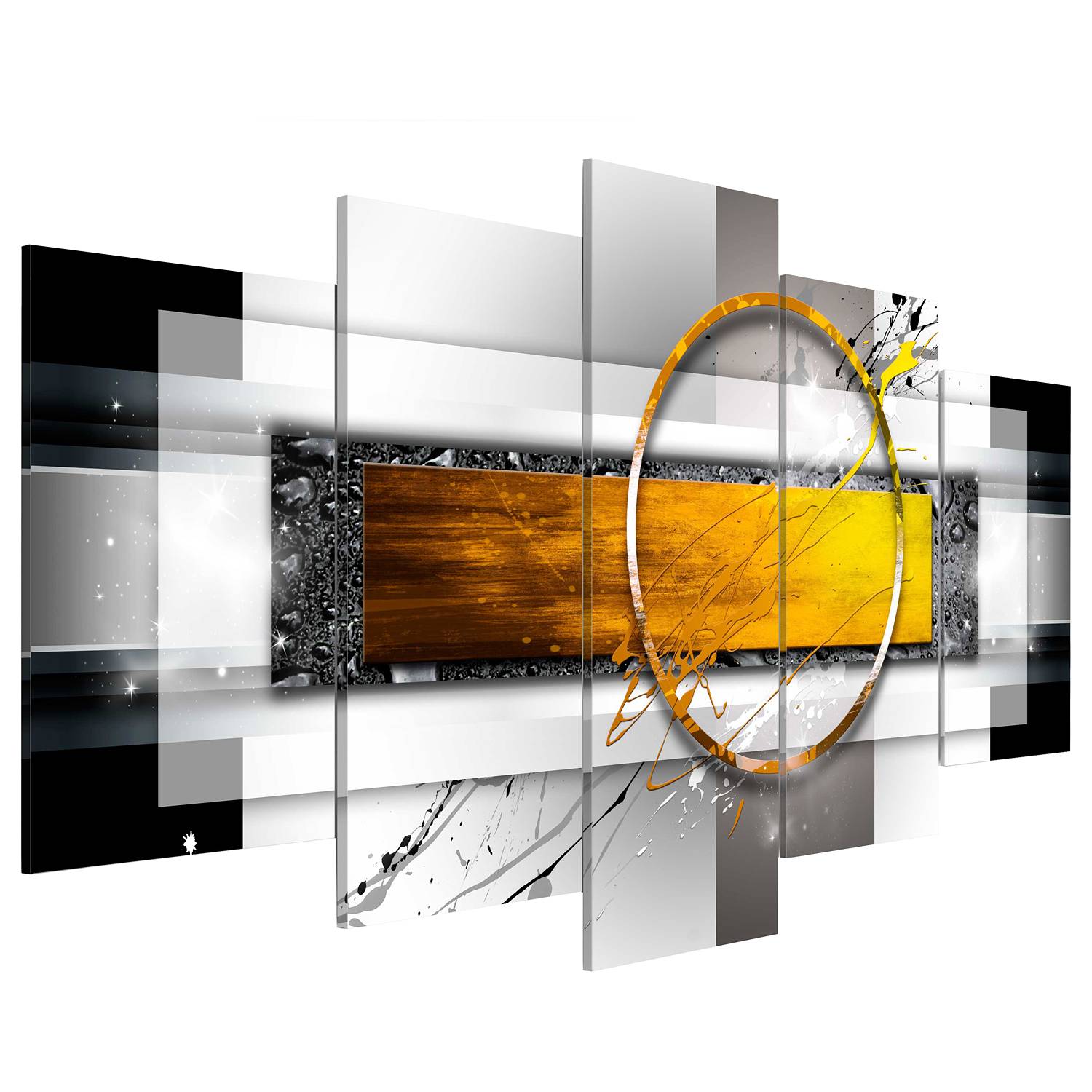 Acrylic glass painting Golden Shot Black/Yellow