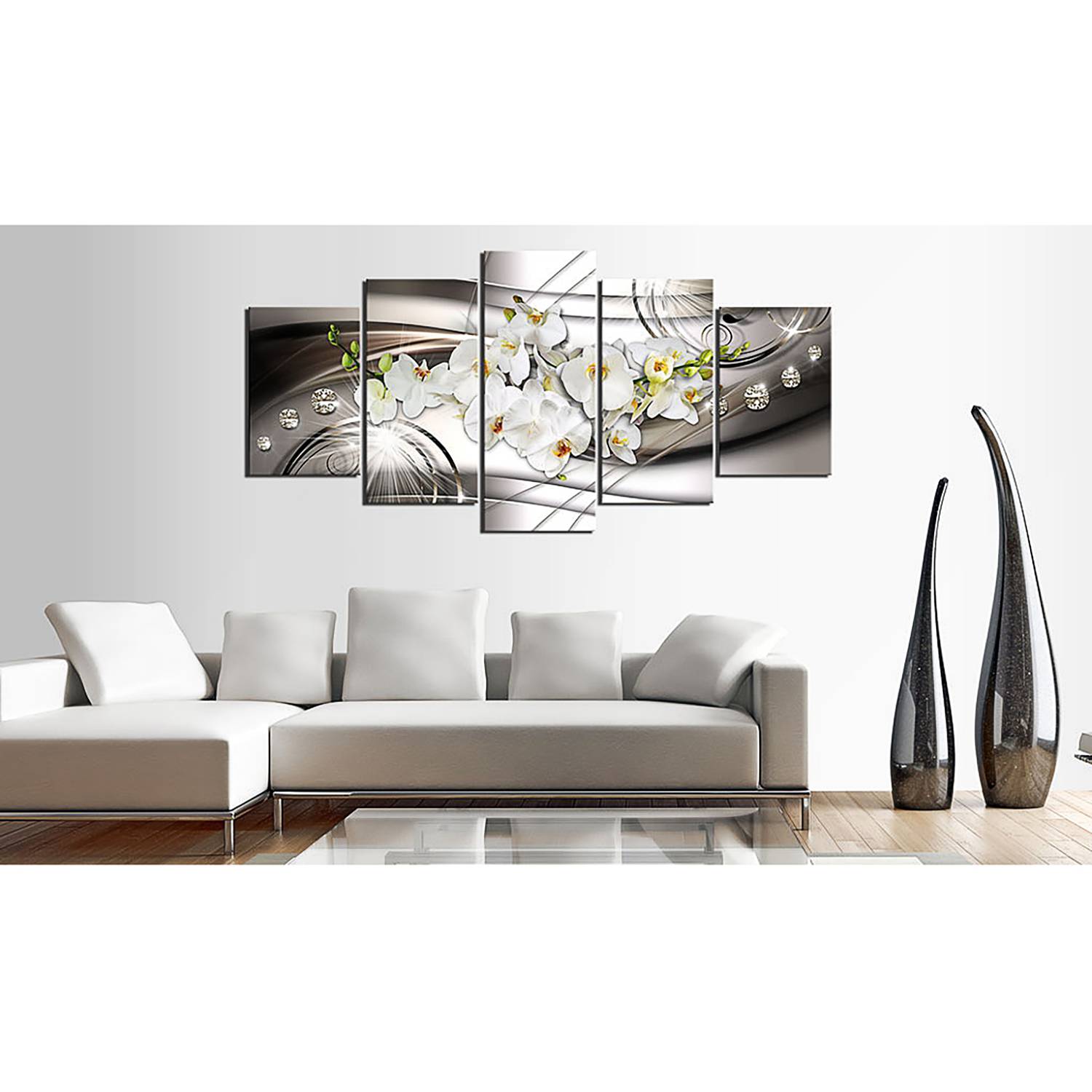 Bild Orchid with Diamonds Leinen Mehrfarbig 200 x 100 cm