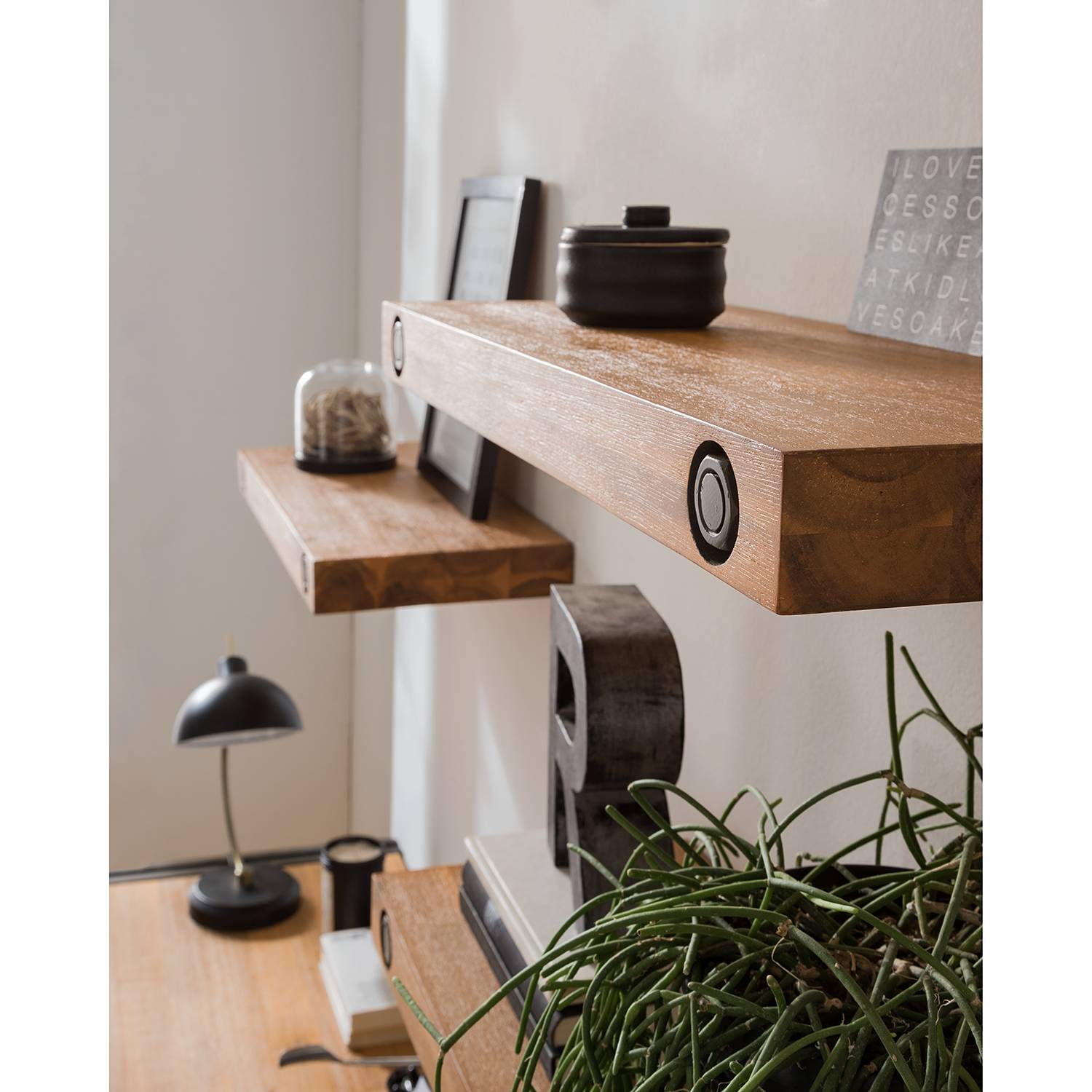 Wall shelf MANCHESTER Acacia Solid Wood Width: 60 cm