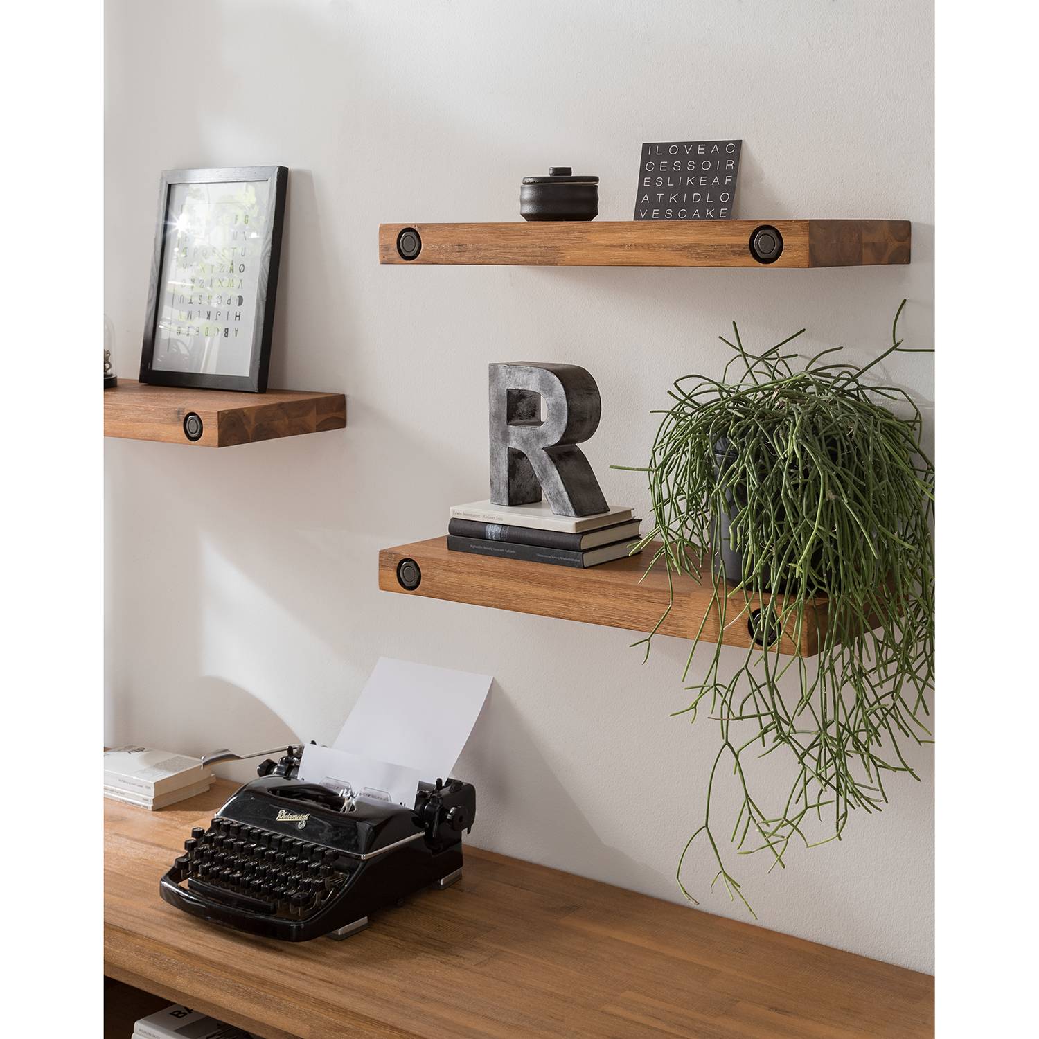 Wall shelf MANCHESTER Acacia Solid Wood Width: 60 cm