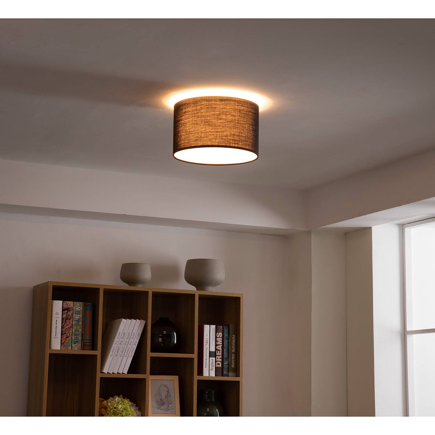Summa Ceiling light Cotton fabric Iron 2-bulb