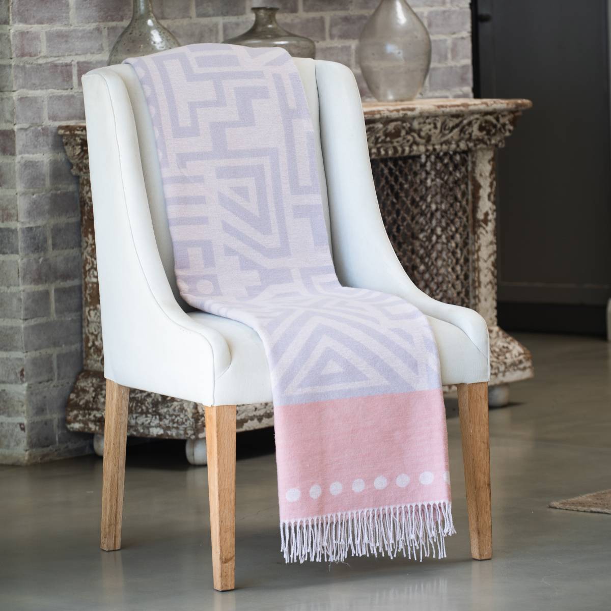 Plaid Amanda Cotton Global Tribe Blend Grey Pink