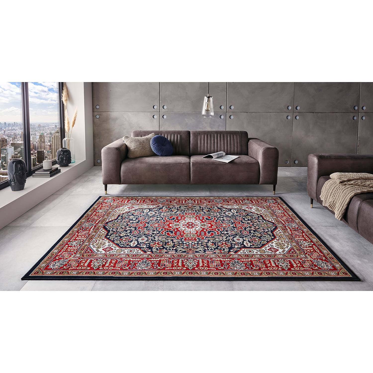 Short pile rug Skazar Isfahan Navy blue 80 x 150 cm