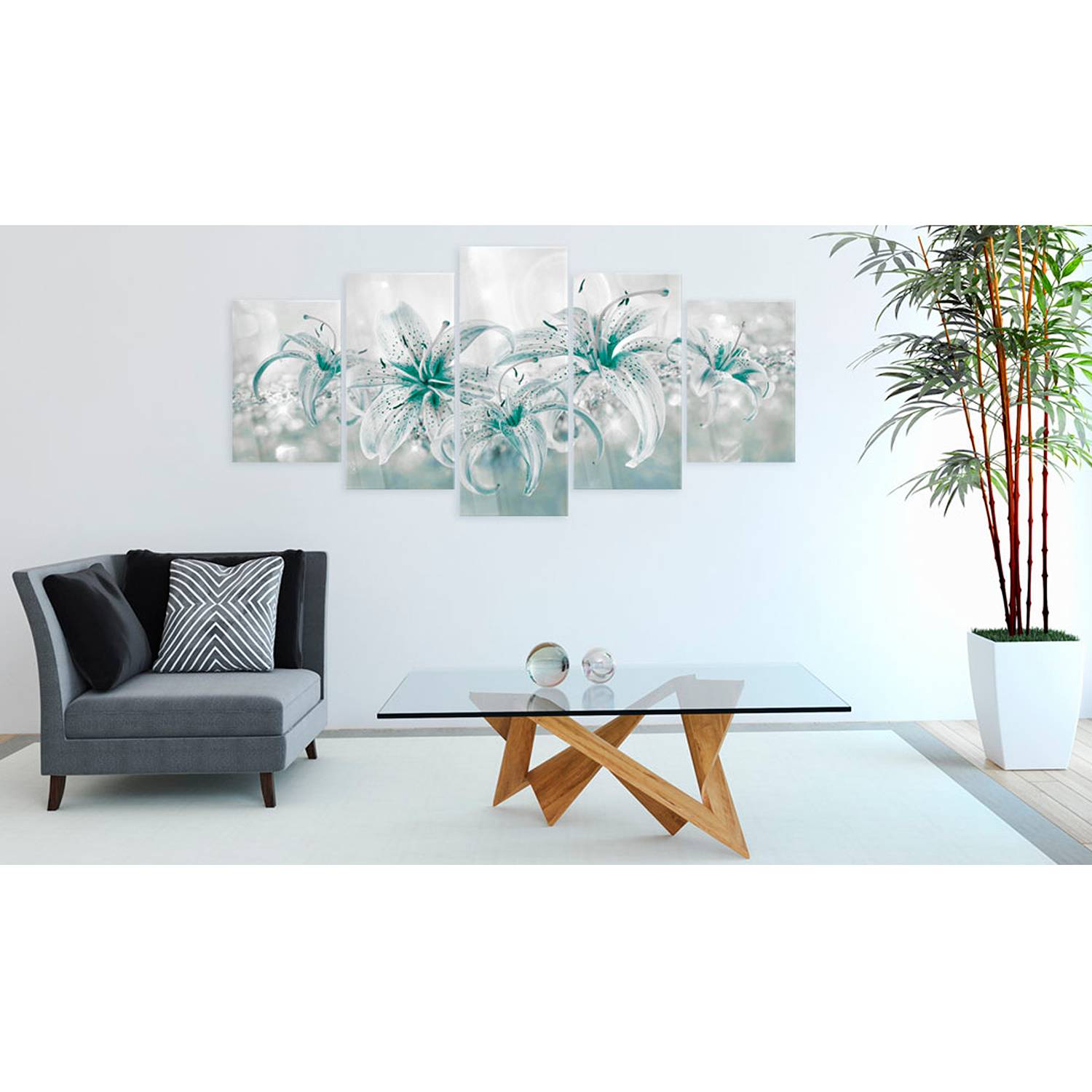 Acrylglasbild Sapphire Lilies Acrylglas Blau