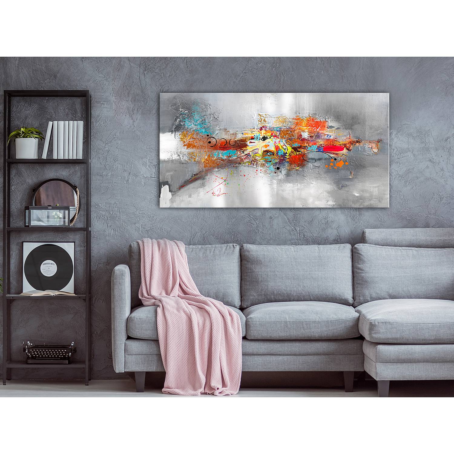 Wandbild Dominant Wide Leinwand Grau 120 x 60 cm